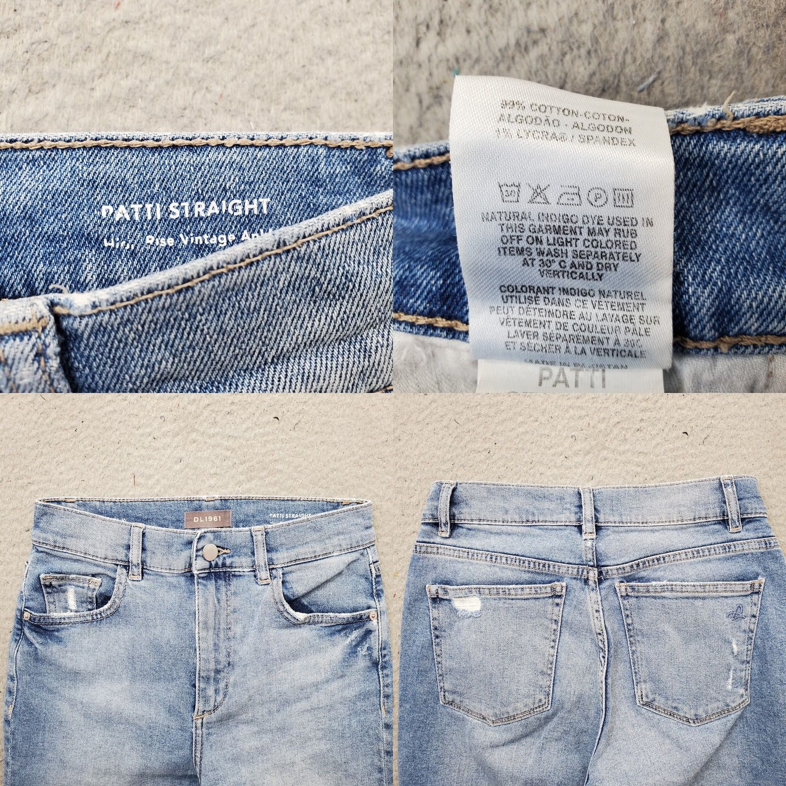 DL1961 VINTAGE DL1961 Jeans Womens 24 Blue Distressed High Rise Patti Straight Leg Size 42" / US 20 - 8 Thumbnail
