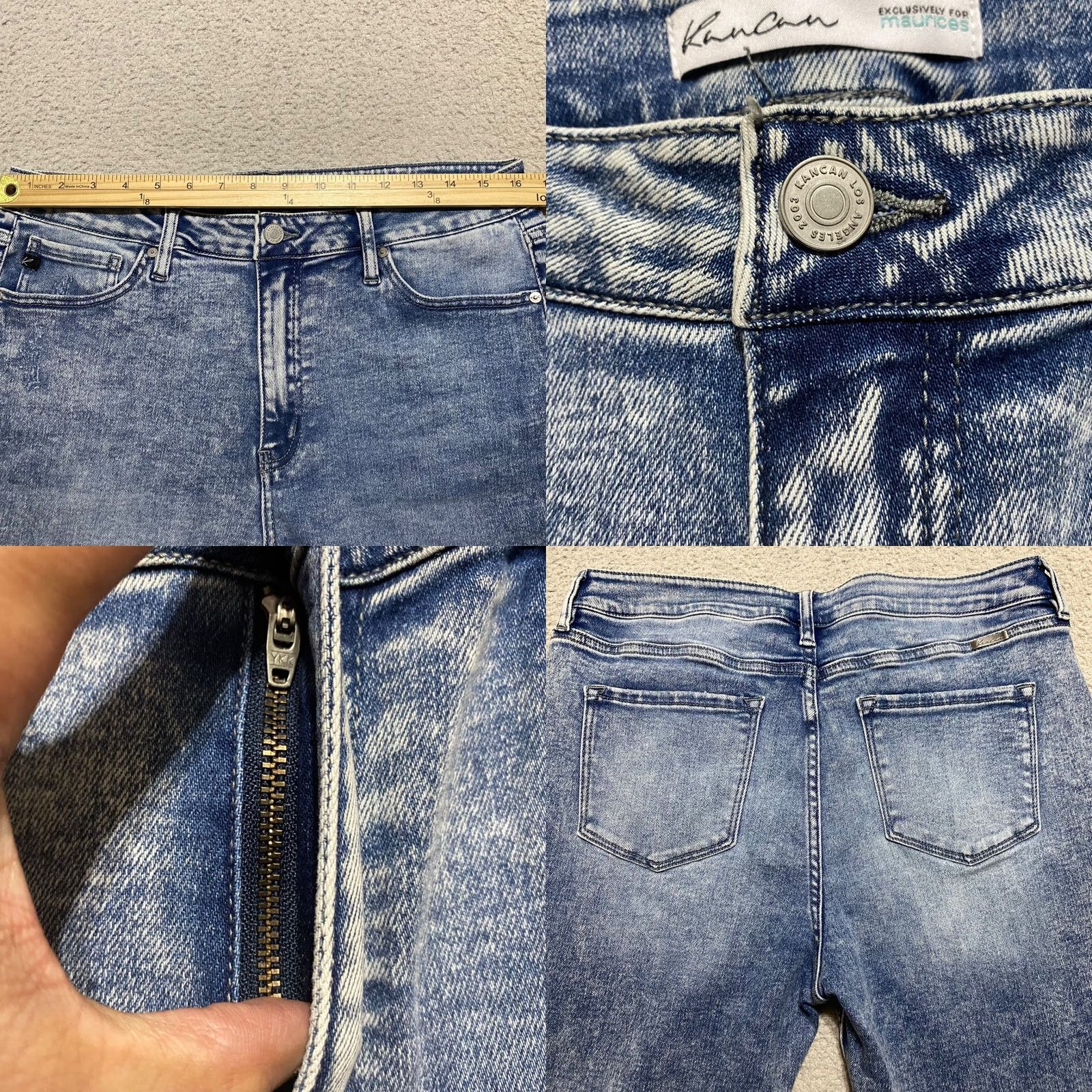 Vintage Kancan Jeans Blue Denim Medium Wash Cropped Straight Womens 31" 5-Pocket Inseam 24" High Rise Cotton Polyester Spandex Relaxed Regular Accessories N/A Size 24" / US 00 / IT 34 - 8 Thumbnail