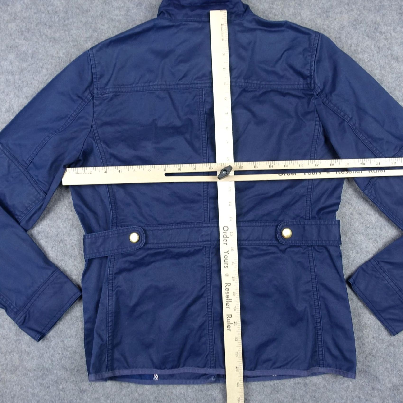 J.Crew J.CREW Jacket Womens M Blue Waxed Coat Twill Military Utility VTG Jacket with Pockets Belted Collared Size M / US 6-8 / IT 42-44 - 7 Thumbnail
