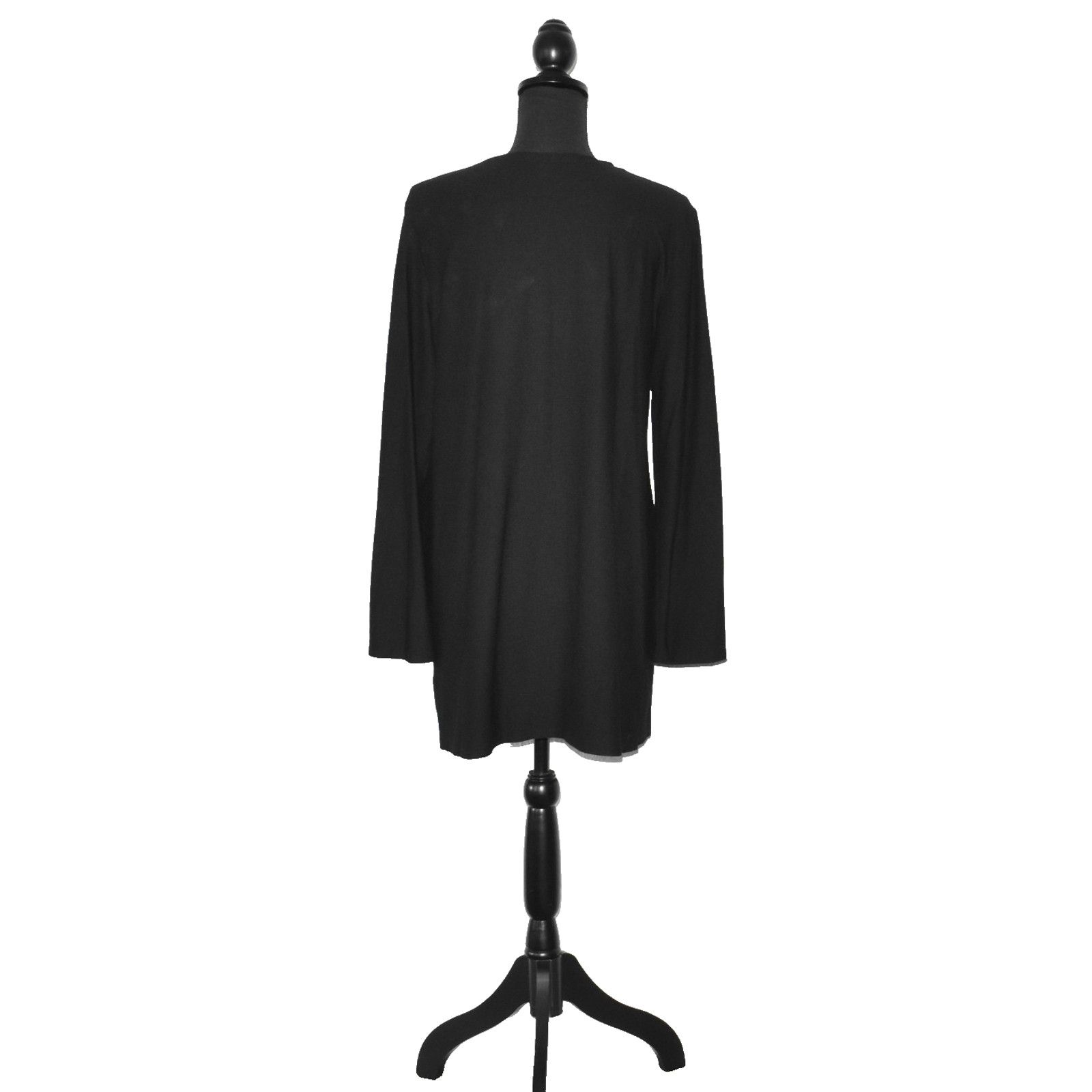Eileen Fisher EILEEN FISHER Black Rayon Button Front Tunic Shirt Top Sz M Size M / US 6-8 / IT 42-44 - 3 Thumbnail