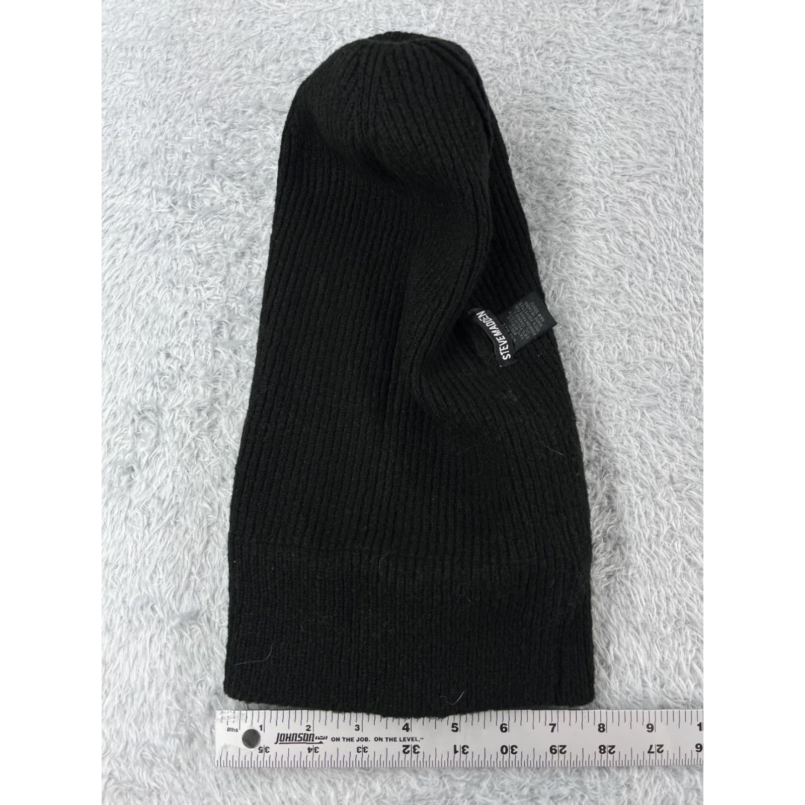 Steve Madden Steve Madden Beanie Toque Hat Womens One Size Black Knit Acrylic Blend Stretch Pom Size ONE SIZE - 7 Thumbnail