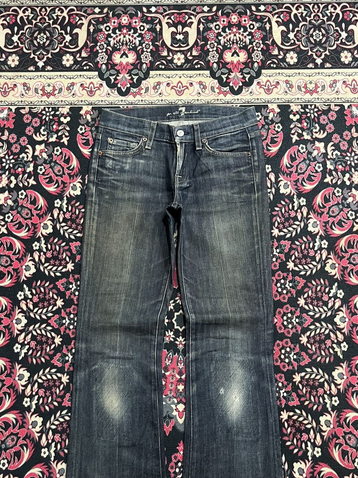 7 For All Mankind 7 For All Mankind Dark Blue Washed Flare Jeans Size 26" / US 2 / IT 38 - 3 Thumbnail