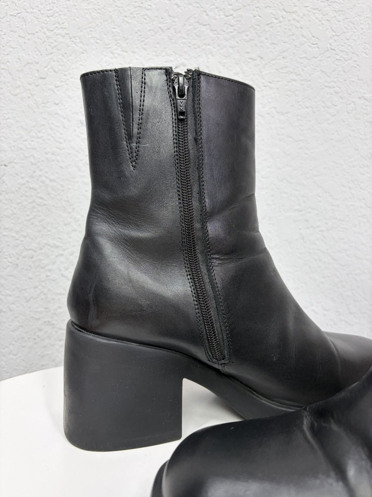 Hedi Slimane Vintage Italian AS 98 Rick Owens Style Leather Biker Boots Size US 8.5 / EU 41-42 - 12 Thumbnail