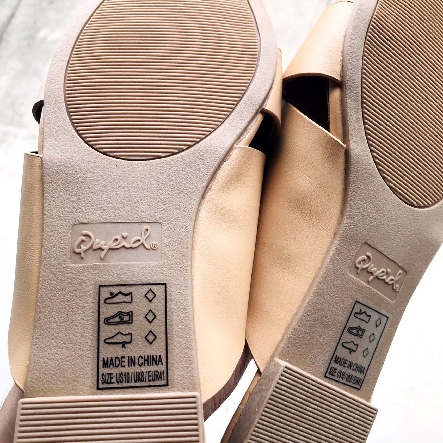 Vintage Qupid Women Ballerina Pointed Toe Open Back Slip On Flat Mules Sandals 10 US Faux Leather Beige Vintage No 60s 70s 80s American Art Womens Size US 8 / IT 38 - 3 Thumbnail