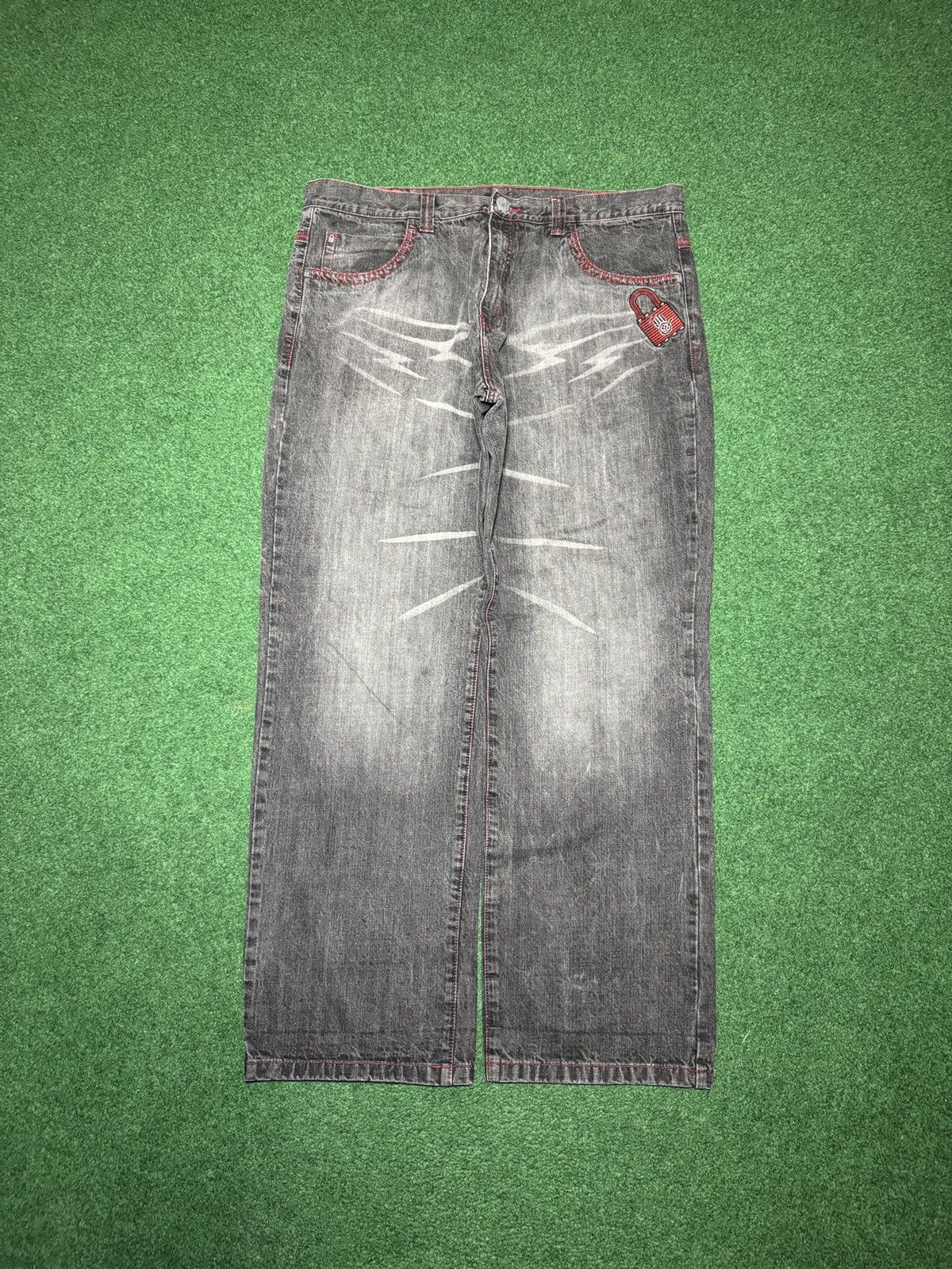 Vintage Miskeen Streetwear Wide Leg Y2K Denim Pants 42x32 Black Size US 42 / EU 58 - 3 Thumbnail