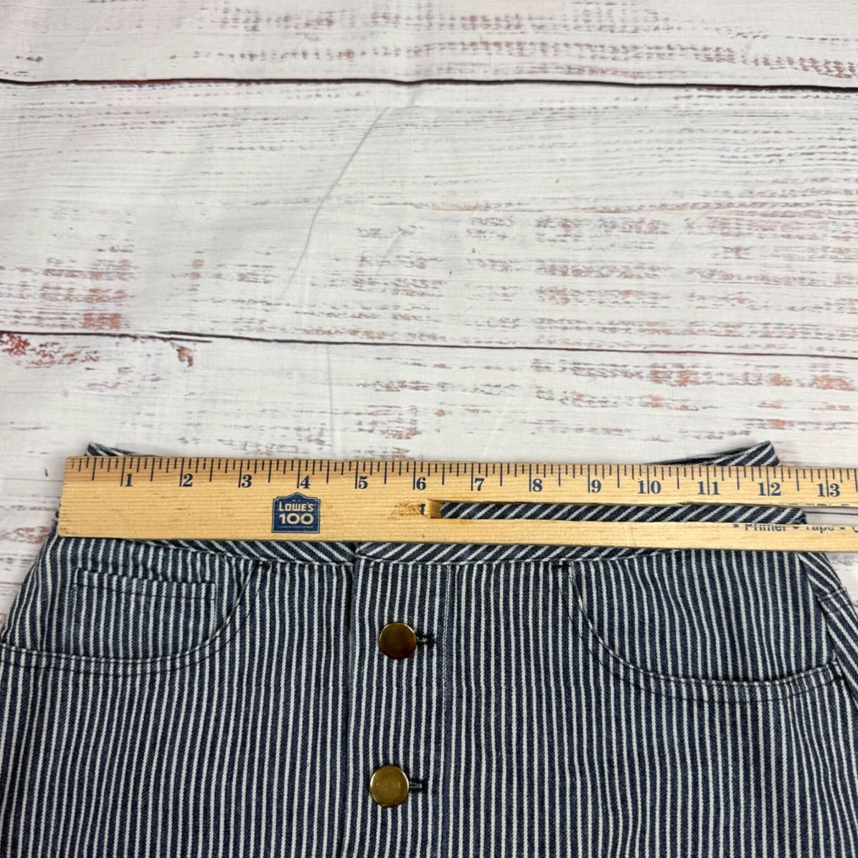 Vintage Le Mont Saint Michel Womens Striped Skirt Sz 34 US 2 Blue Button Front Size 26" / US 2 / IT 38 - 3 Thumbnail