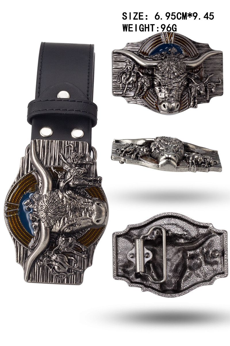 Designer Dark Vintage Belt Riveted Belts Menswear Accessories Size ONE SIZE - 5 Thumbnail