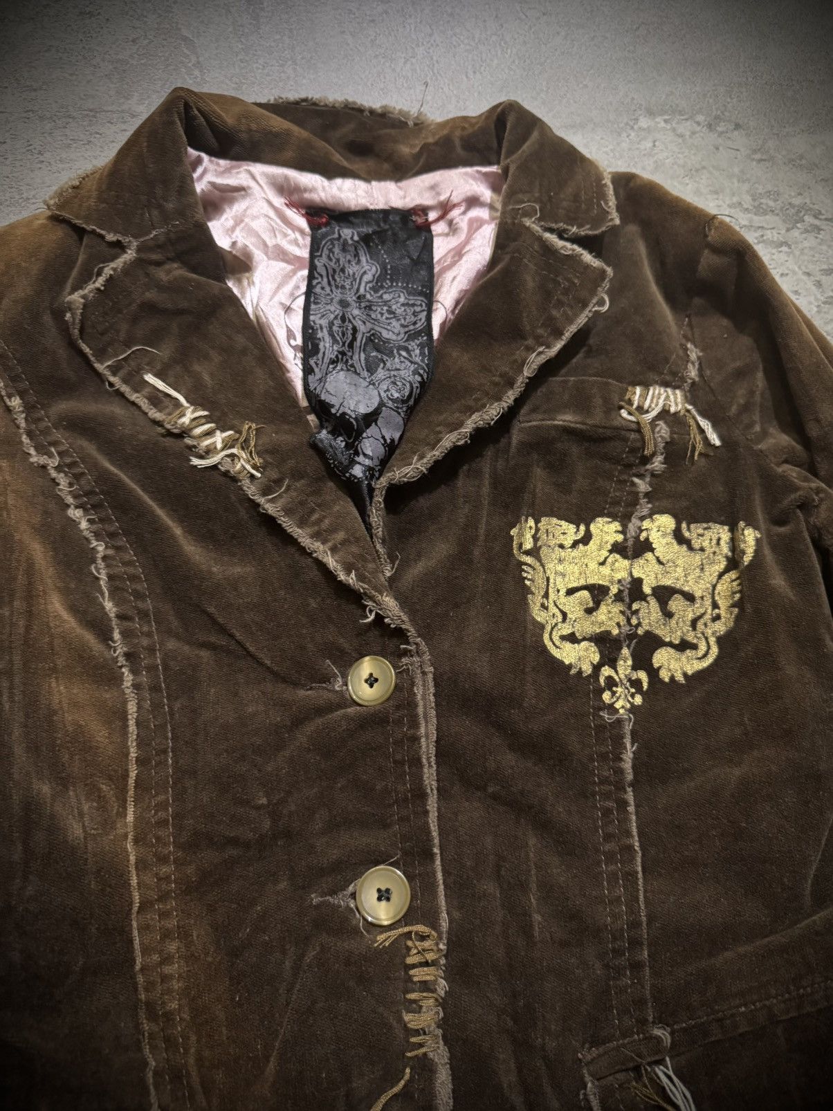 Miss Sixty MISS ME BROWN GOLD FOIL VELVET BLAZER DISTRESSED Size M / US 6-8 / IT 42-44 - 6 Thumbnail
