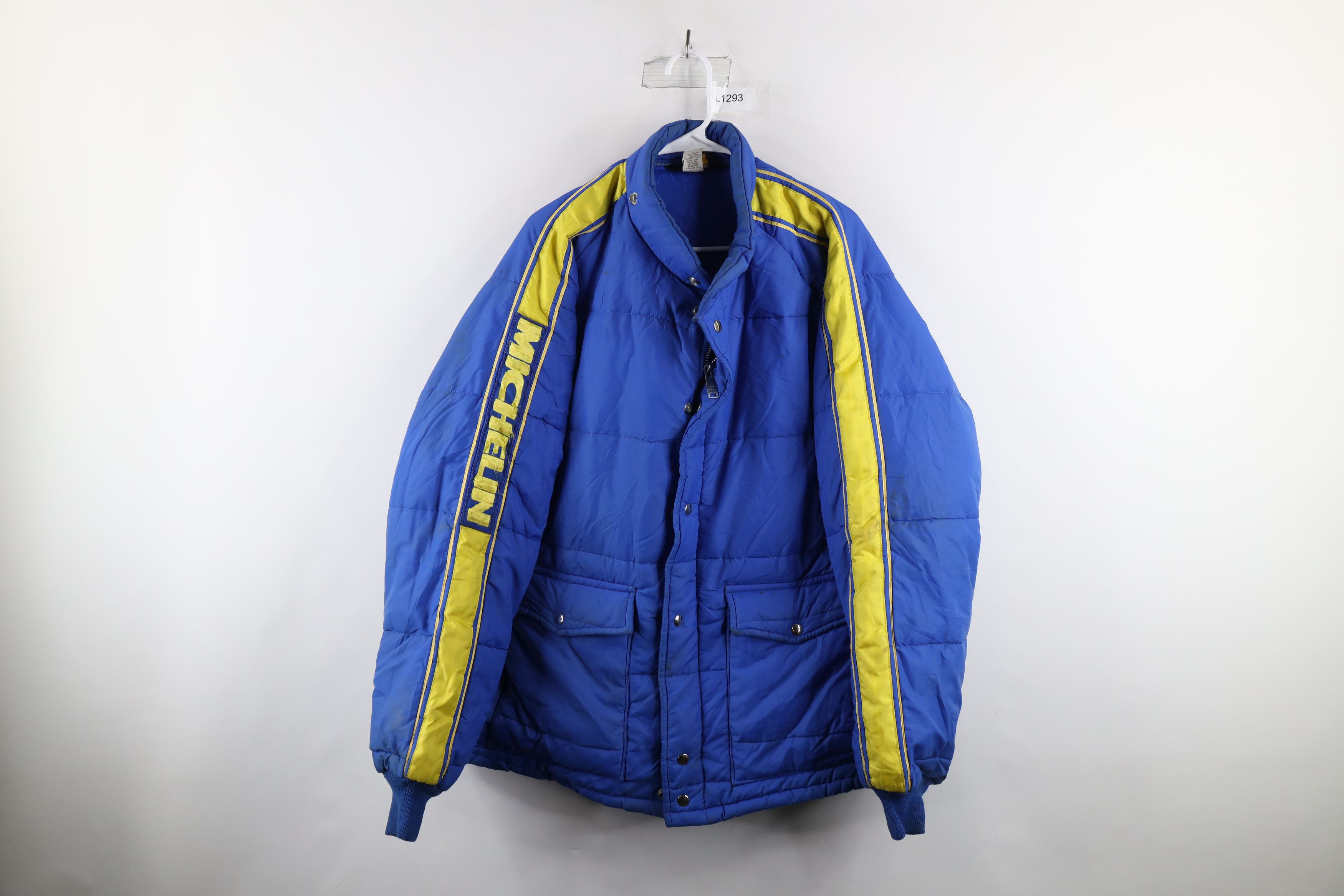 image of Vintage 70's Swingster Tires Full Zip Puffer Jacket Usa in Blue, Men's (Size XL)