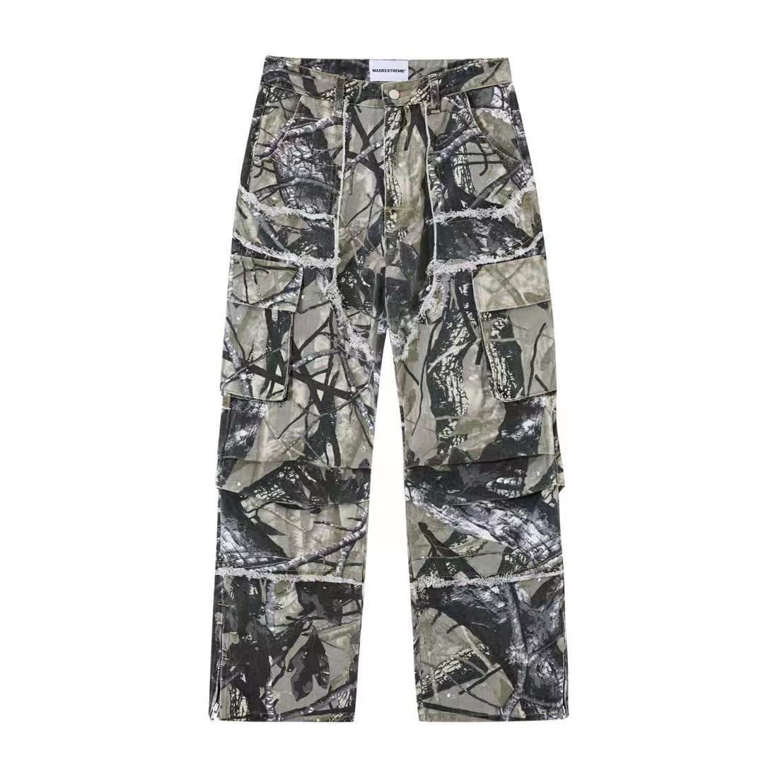 Japanese Brand × Jean Camouflage distressed straight leg baggy jeans Size US 31 - 4 Thumbnail
