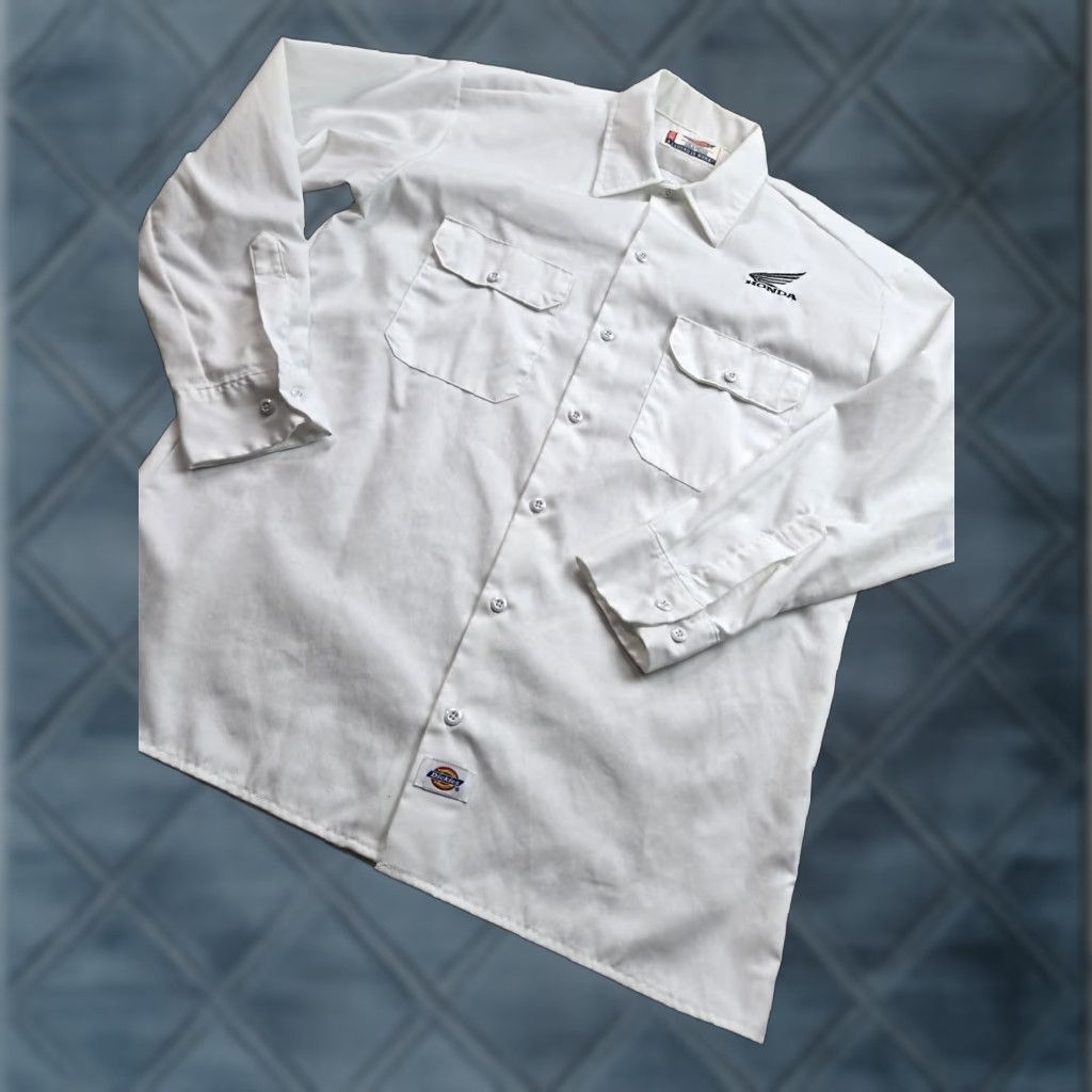 Dickies VINTAGE Honda Work Shirt Mens XL White Button-Up Twill Employee Uniform Dickies Shirt Size US XL / EU 56 / 4 - 1 Thumbnail