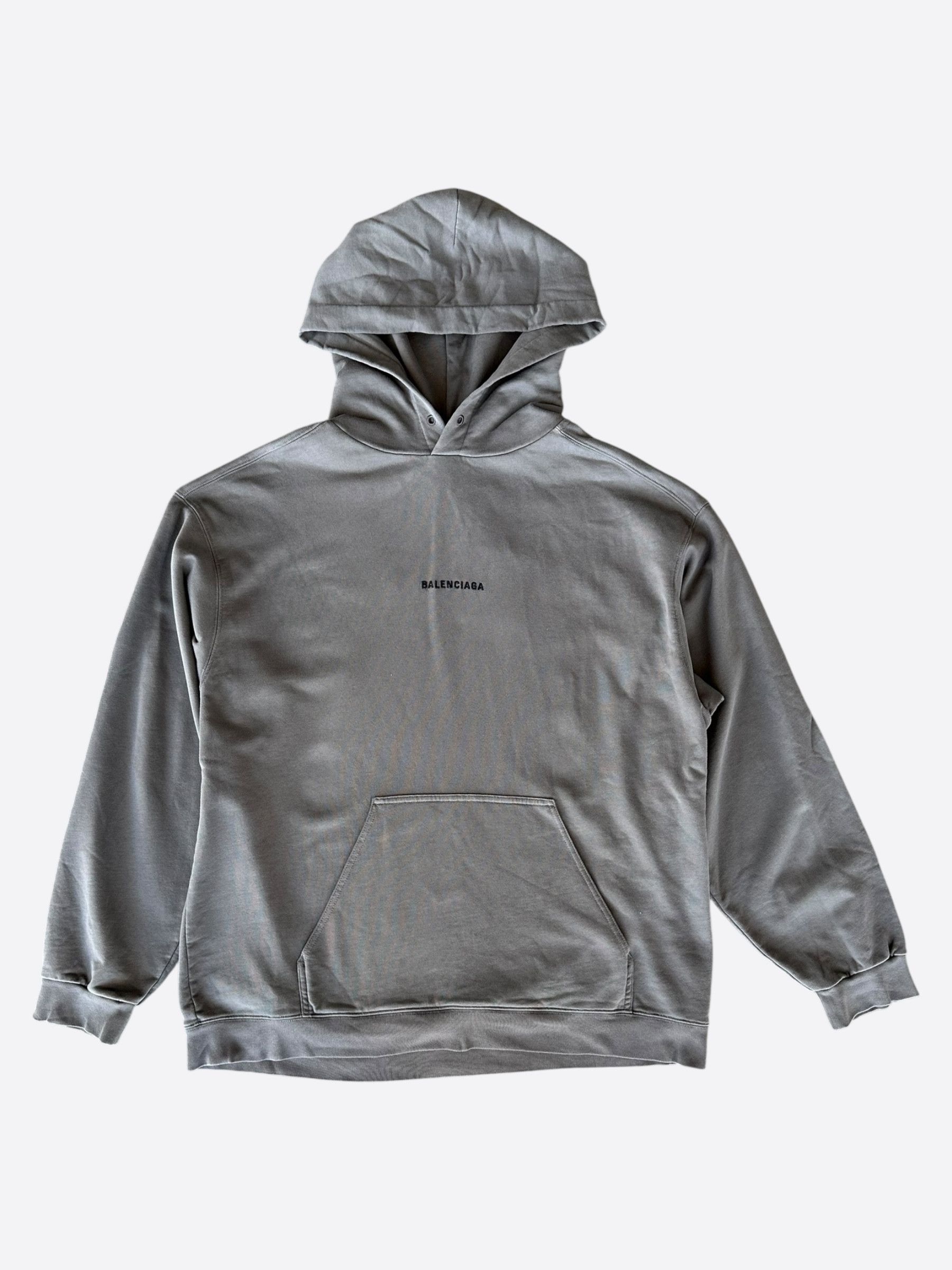 Balenciaga Balenciaga Grey & Black Embroidered Logo Hoodie Size US XXL / EU 58 / 5 - 1 Thumbnail