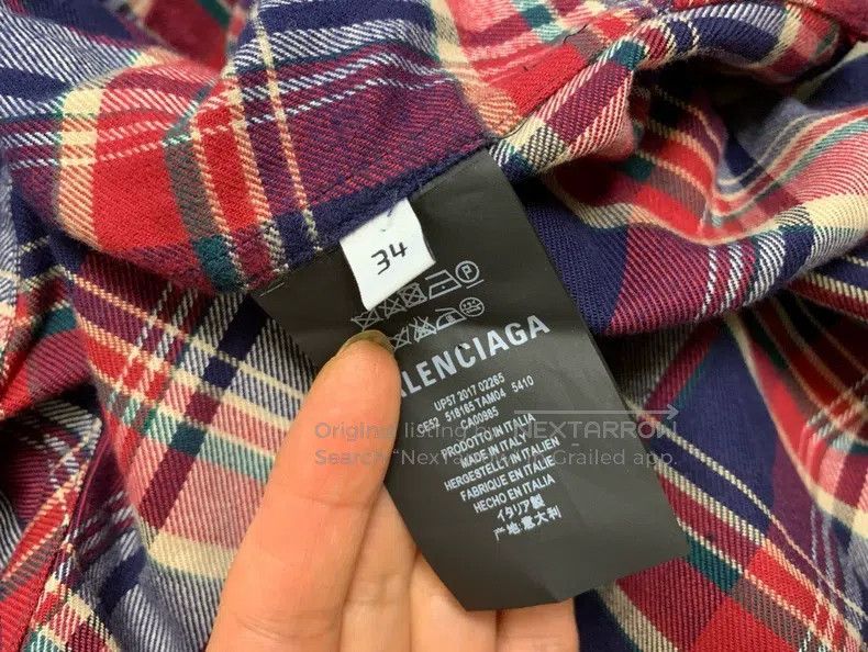 Balenciaga Balenciaga Plaid cotton sleeveless collar poncho shirt Size XXS / US 00 / IT 34 - 5 Thumbnail