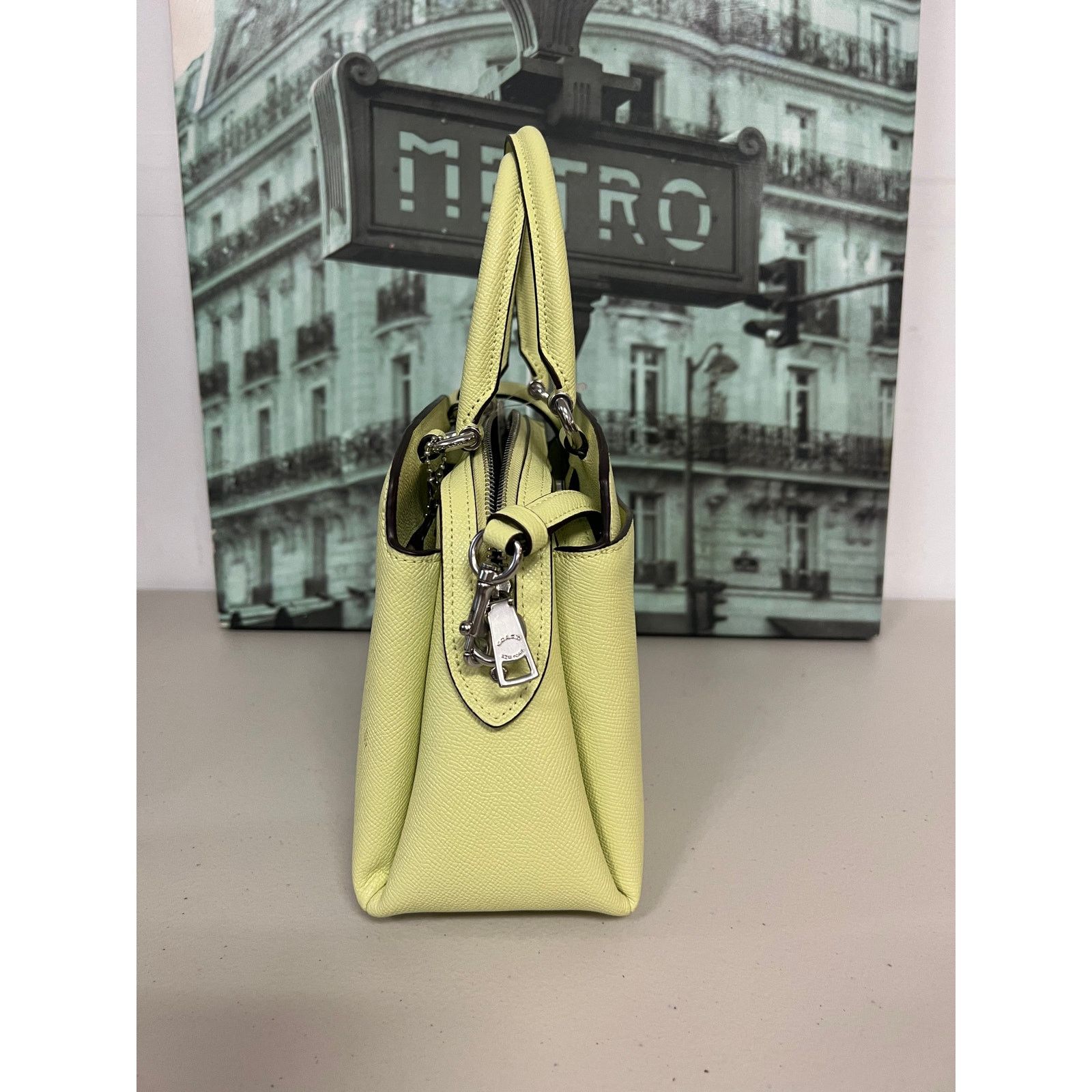 Coach Coach 91146 Mini Lillie Leather Carryall IN Pale Lime Size ONE SIZE - 3 Thumbnail