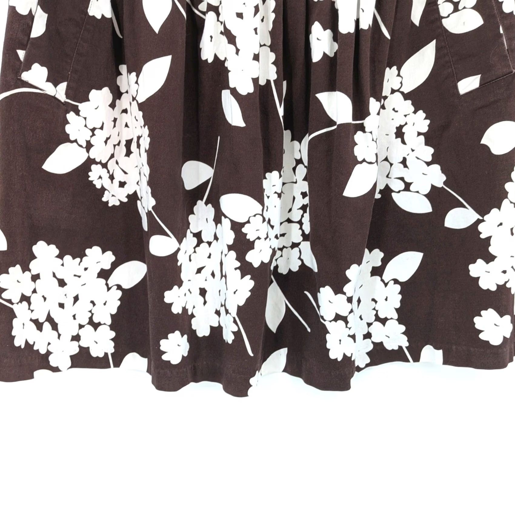 Vintage CATO Brown White Floral Skater Skirt Cotton Blend Size 12 Women Mini A-Line Short Office Vintage Womens Size 34" / US 12 / IT 48 - 5 Thumbnail