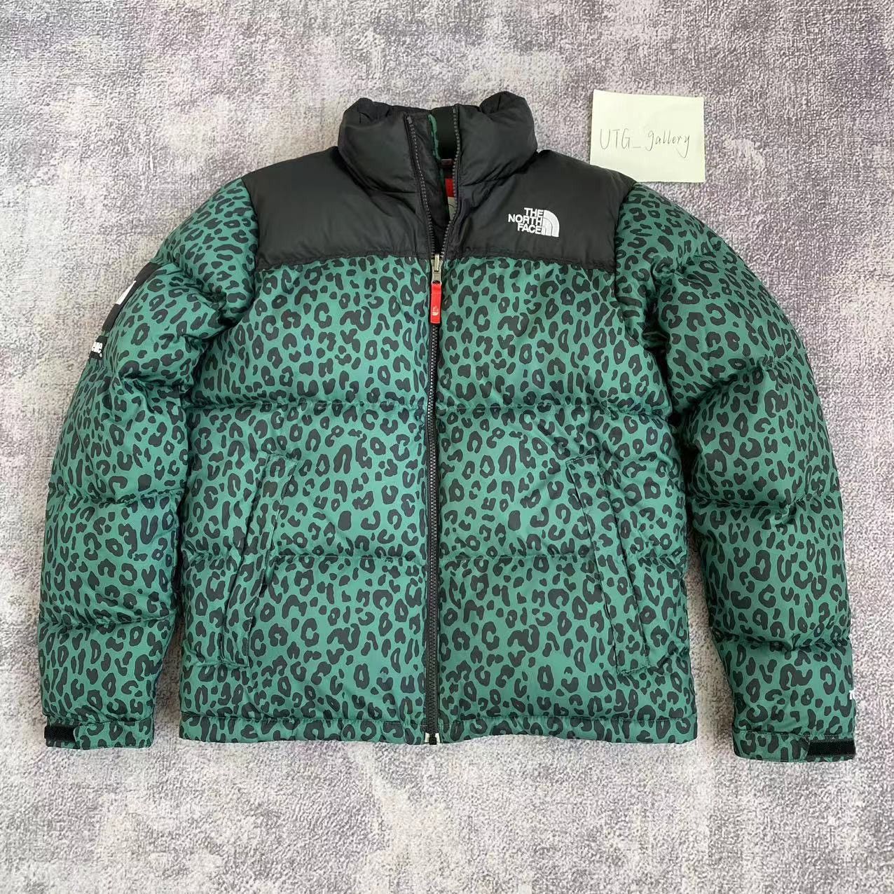 image of Supreme X North Face Tnf Leopard Print Nuptse Down Jacket in Black, Men's (Size Small)