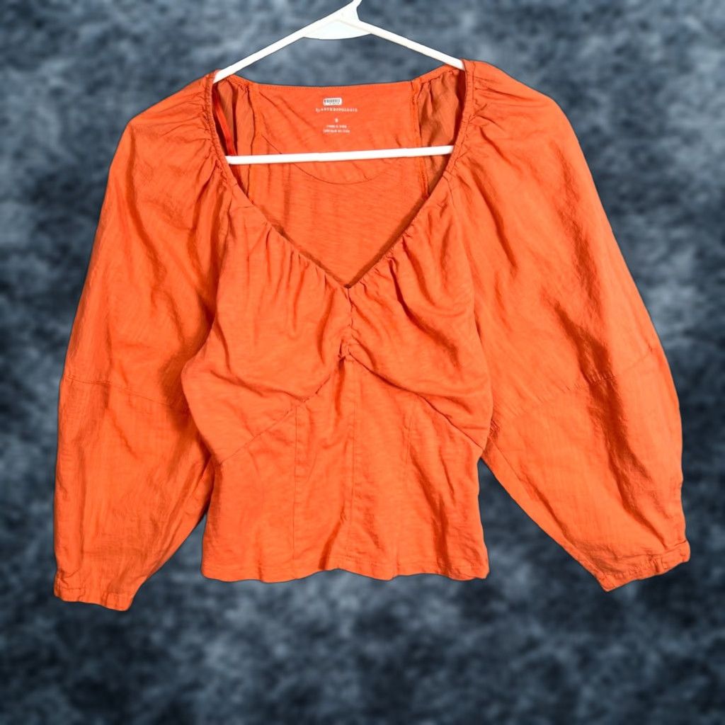 Anthropologie VINTAGE Anthropologie Orange Long Sleeve Cotton Blouse Womens Size Small Size S / US 4 / IT 40 - 1 Thumbnail