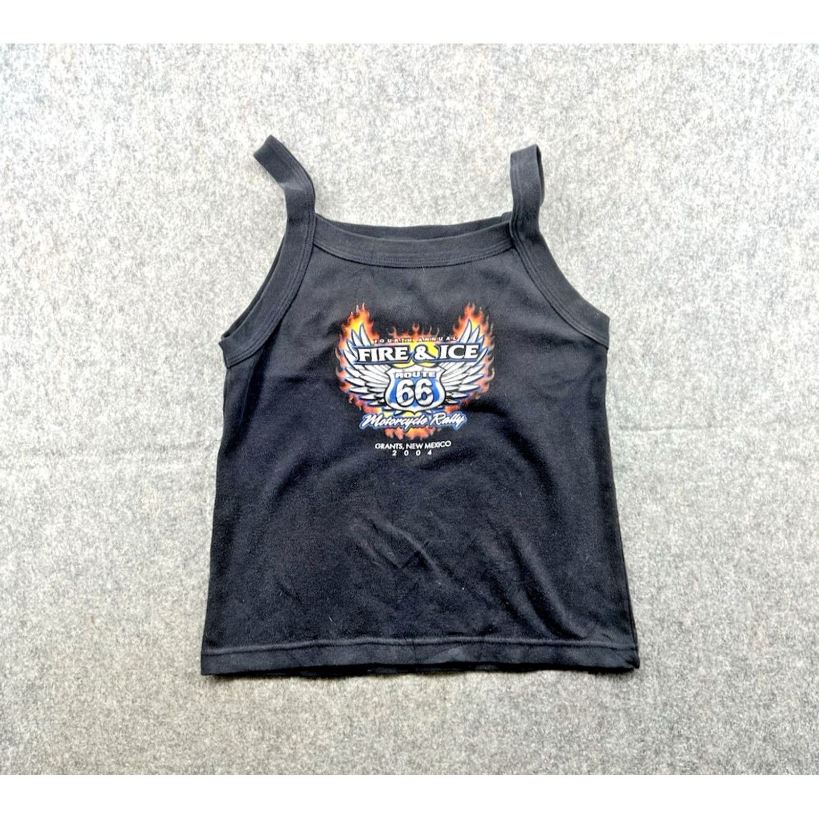 Vintage Gaziani Fire & Ice Motorcycle Rally 2004 Cropped Graphic Tank Top Sz M Gaziani Womens Cropped Tank Black 80s 90s Vintage Size M / US 6-8 / IT 42-44 - 2 Thumbnail