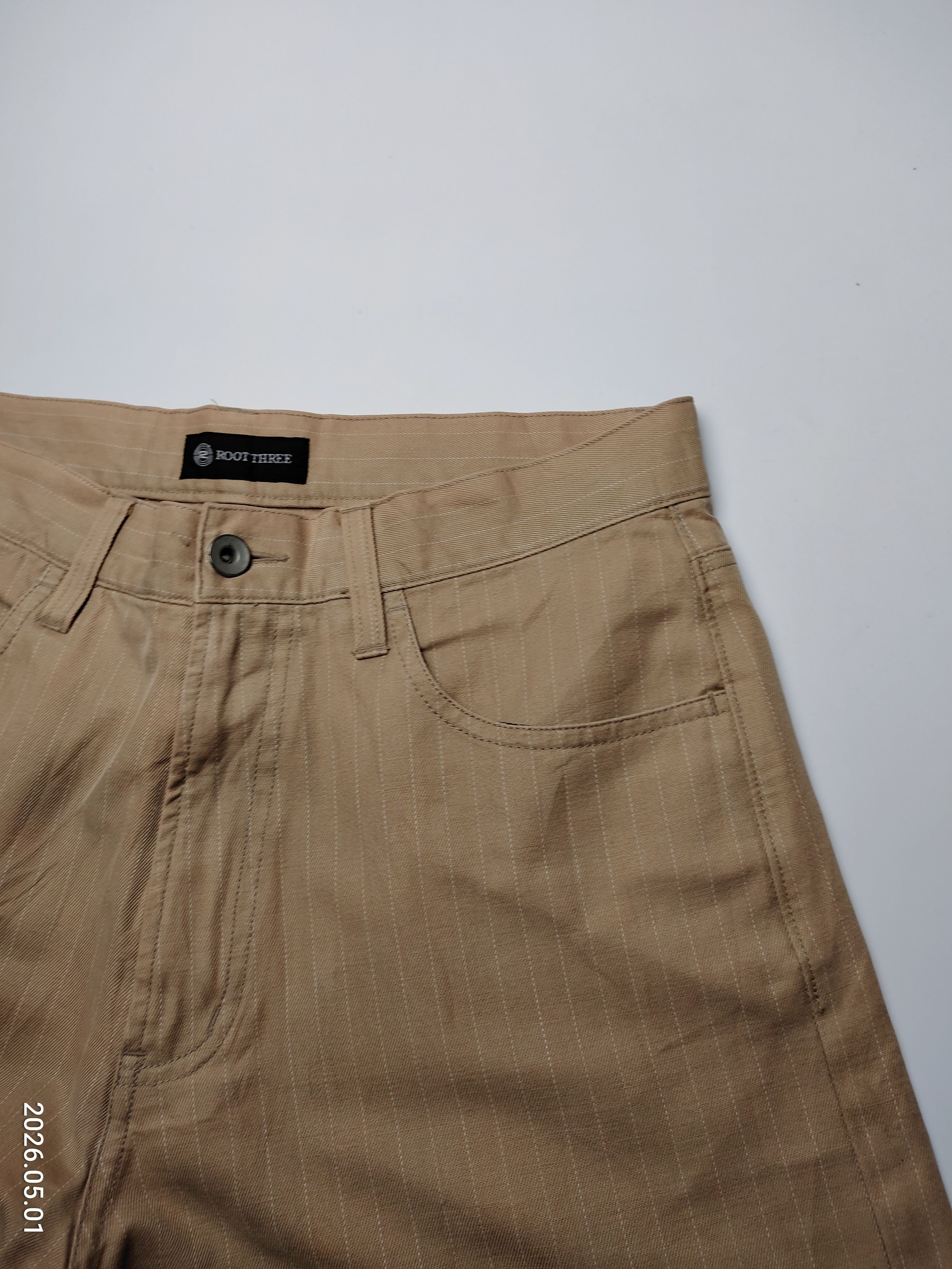 Japanese Brand ROOT THREE Heavy Cotton STRIPE FLARE CHINO PANTS JEANS Size US 29 - 3 Thumbnail