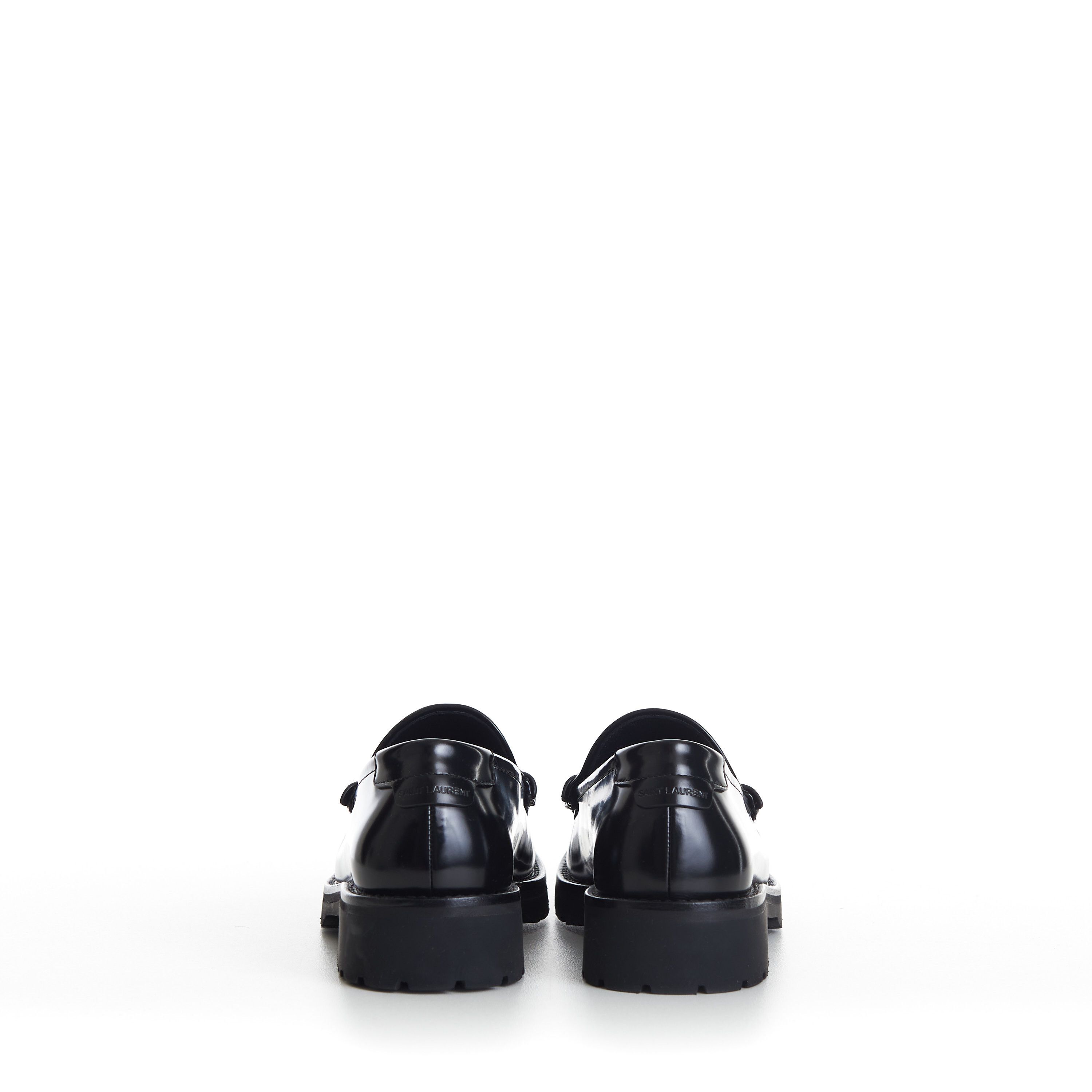 Saint Laurent Paris Black Penny Loafers - Chunky Sole, Glazed Leather, YSL Size US 11 / EU 44 - 8 Thumbnail