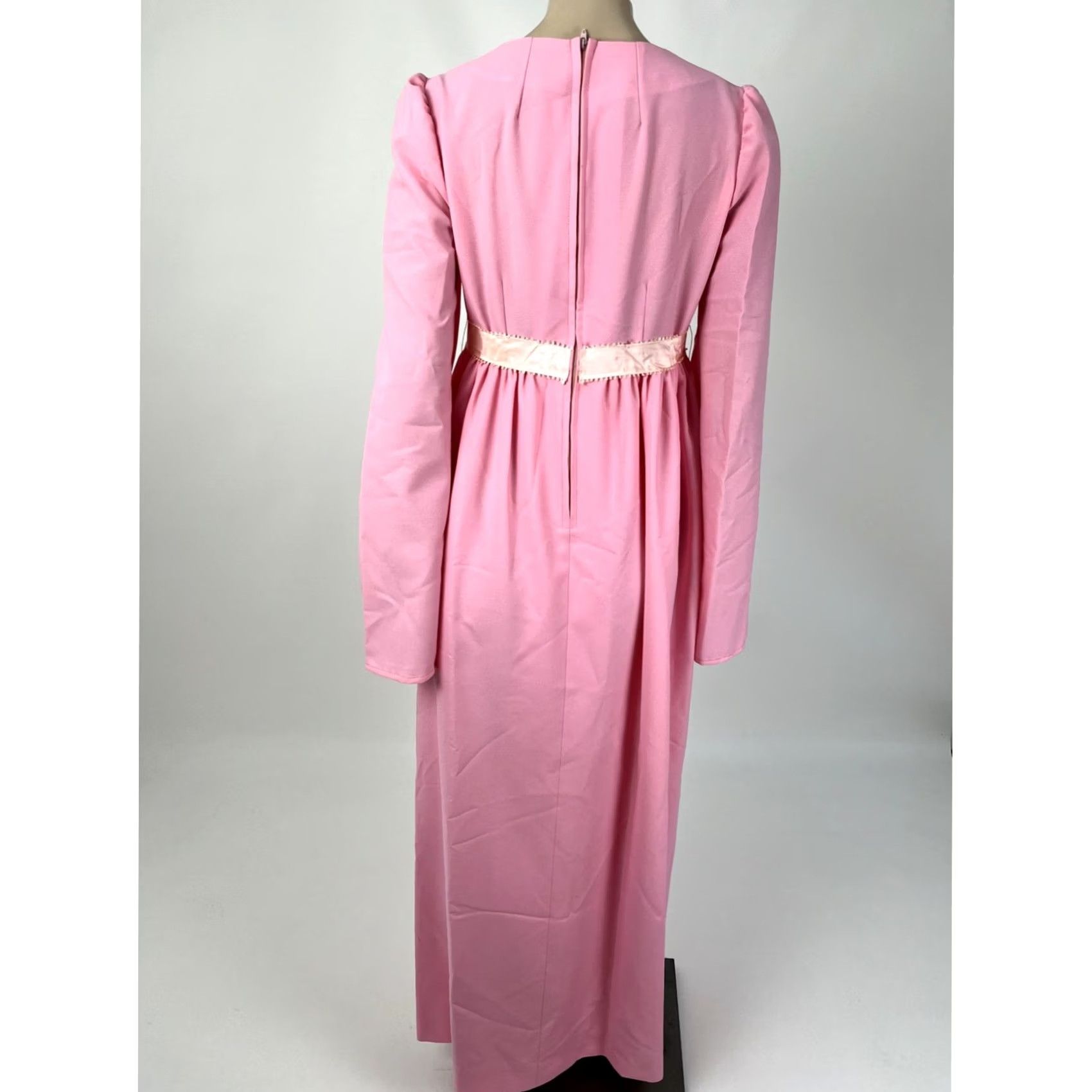 Bell VINTAGE Handmade Women's Maxi Dress Pink 1970s Bell Sleeves Polyester Party Hippy 56" SH to Hem Women S Small Dresses Size 4XL / US 24-26 - 6 Thumbnail