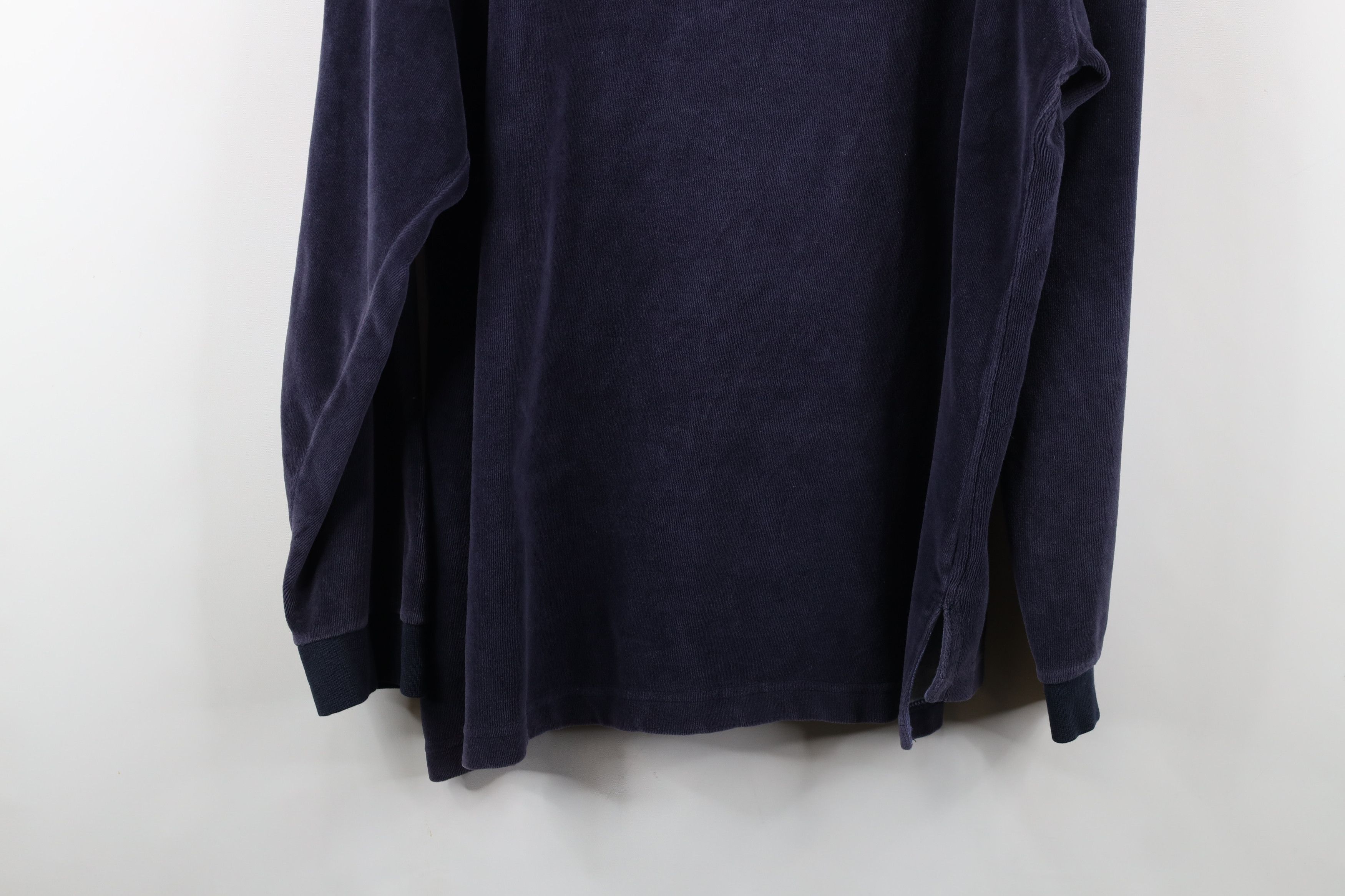 Vintage Vintage 90s Streetwear Fleece Velour Long Sleeve Polo Size US L / EU 52-54 / 3 - 12 Thumbnail