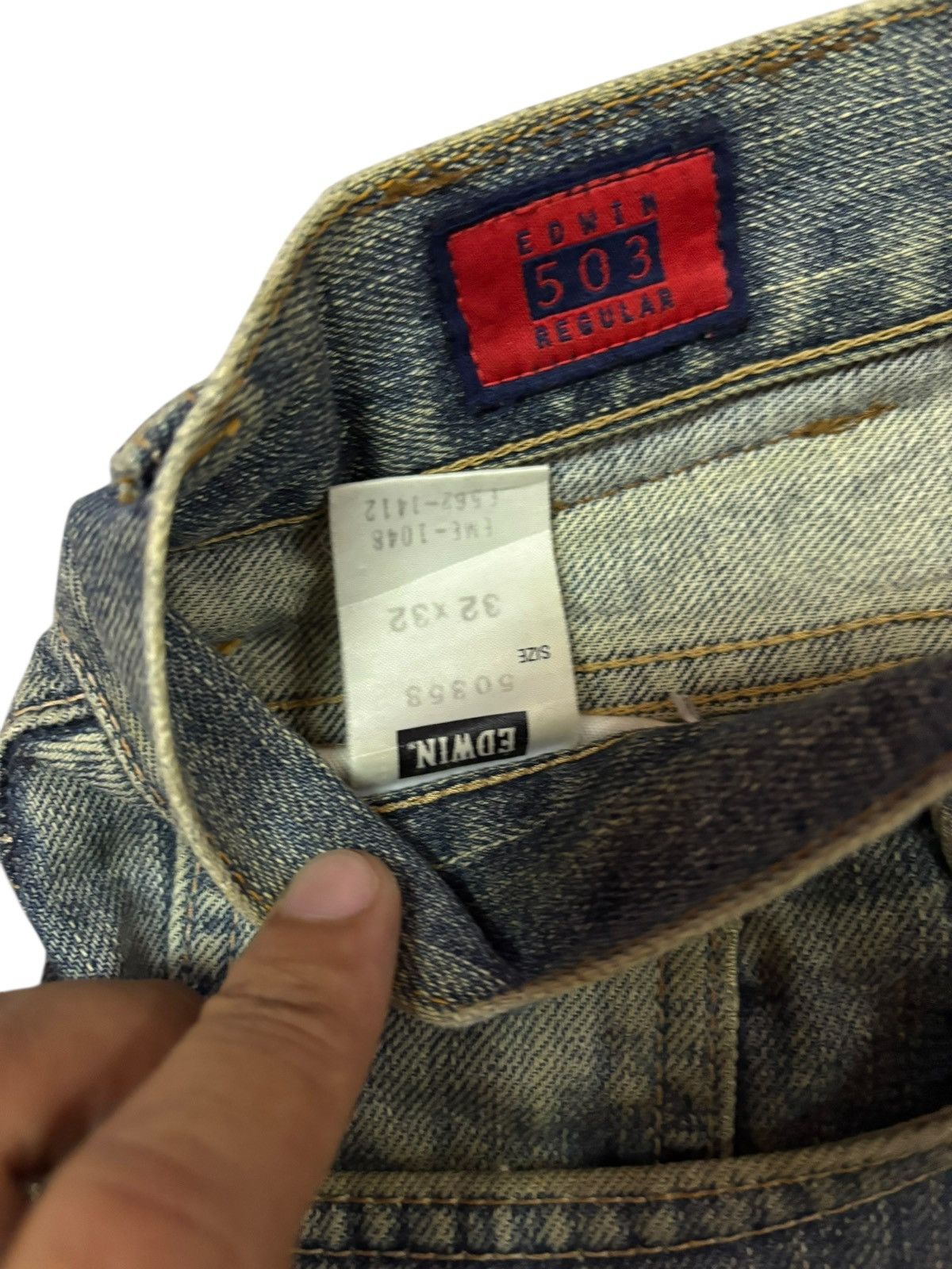 Edwin Vtg Edwin Japan 503 Mud Washed Distressed Jeans Size US 29 - 10 Thumbnail