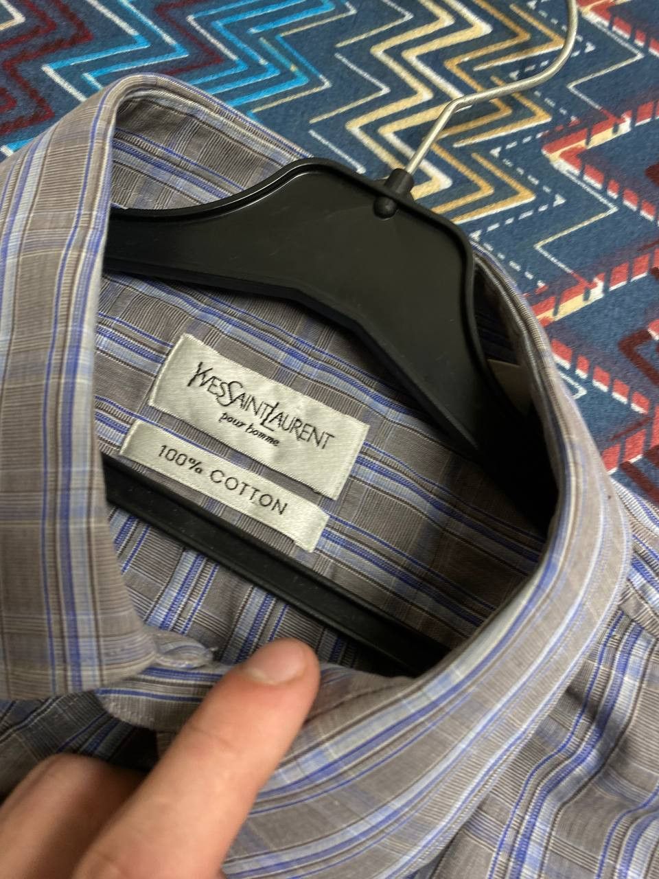Vintage × Yves Saint Laurent Yves Saint Laurent YSL Mens Long Sleeve Striped Shirt Size US XXL / EU 58 / 5 - 2 Thumbnail