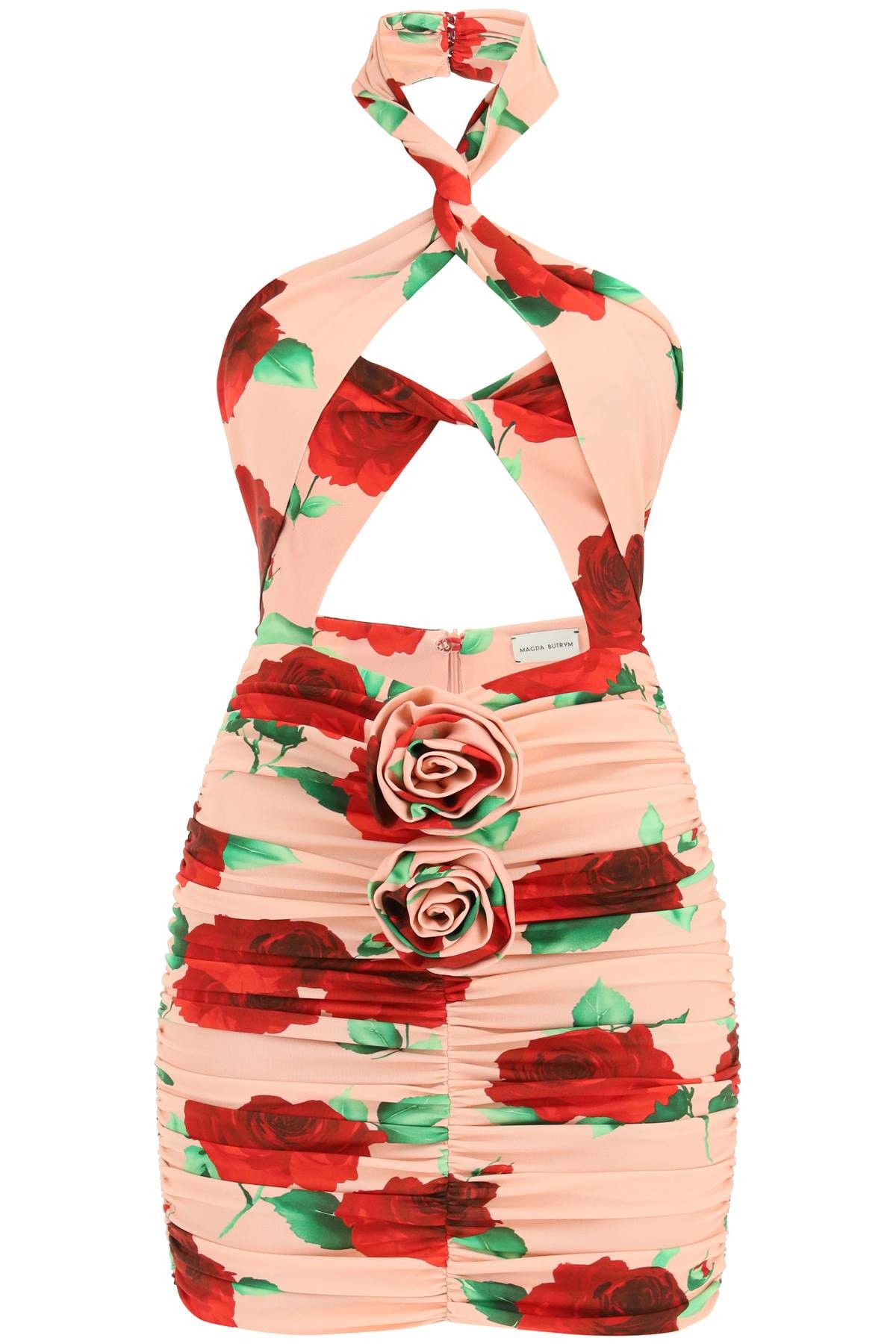 image of Magda Butrym Twisted Cutout Mini Dress in Pink Print, Women's (Size Medium)