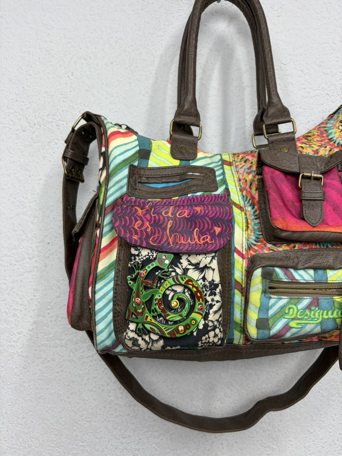 KMRii Desigual Patchwork Messenger Bag Y2K Boho Hippie Festival Size ONE SIZE - 2 Thumbnail