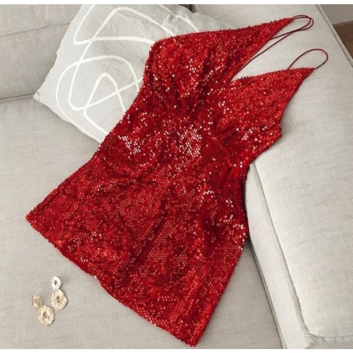 Zara ZARA BLOGGER FAVORITE VELVET SEQUIN DRESS RED Size S / US 4 / IT 40 - 13 Thumbnail