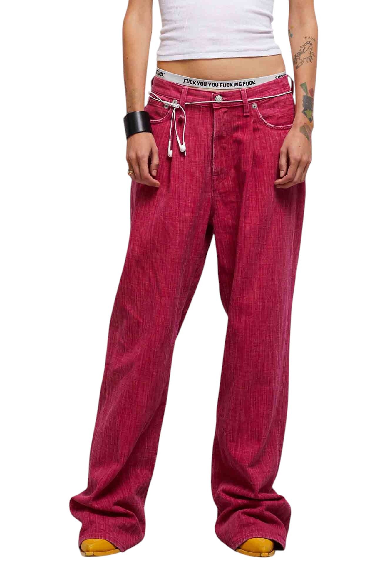 R13 DAMON PLEATED 27 Vivid Pink Flared Zip Fly Logo 85460 Size 27" / US 4 / IT 40 - 1 Thumbnail