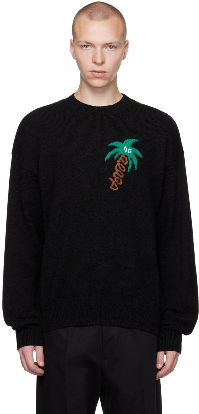 Palm Angels o1y0325 Logo Crewneck Sweater in Black Size US M / EU 48-50 / 2 - 1 Thumbnail