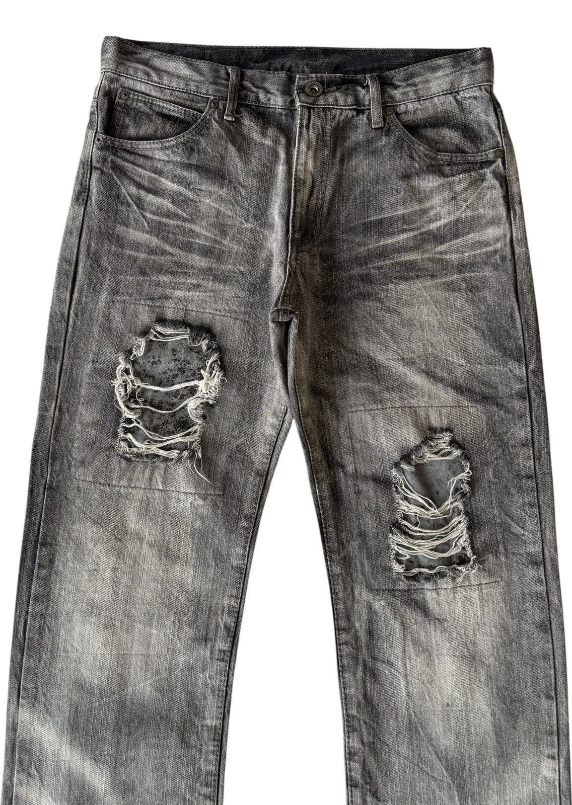 Kapital Vintage Thrashed Smoke Gray Distressed Denim Jeans Size US 33 - 7 Thumbnail