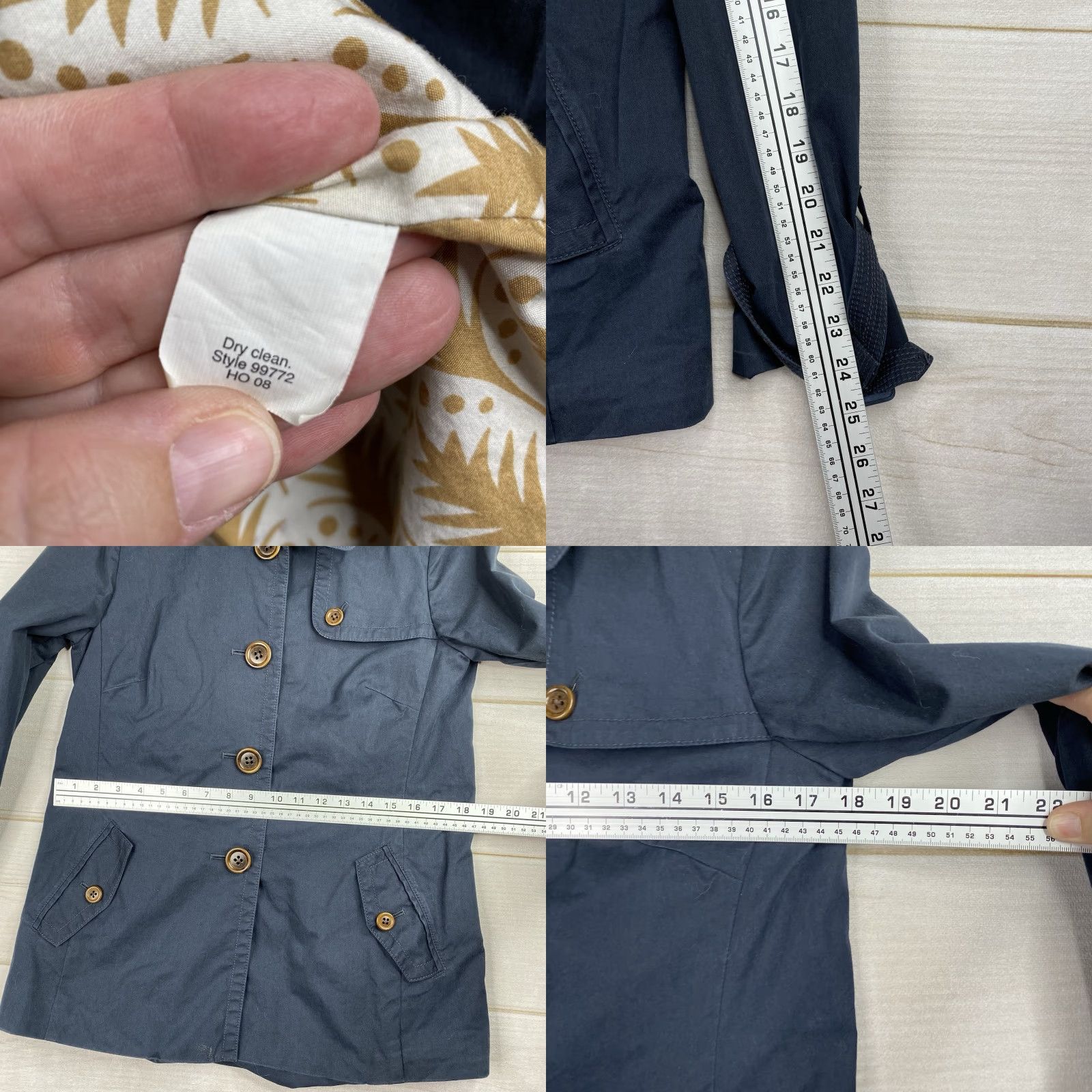 J.Crew J. CREW Jacket Womens 8 Navy Blue Button Up Pockets Buckle Sleeve Cotton Nylon | Vintage? No Size M / US 6-8 / IT 42-44 - 8 Thumbnail