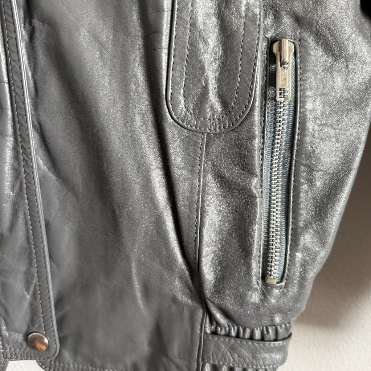 Other Vintage Split End Ltd 100% Leather Jacket Womens 9/10 Gray Size L / US 10 / IT 46 - 6 Thumbnail