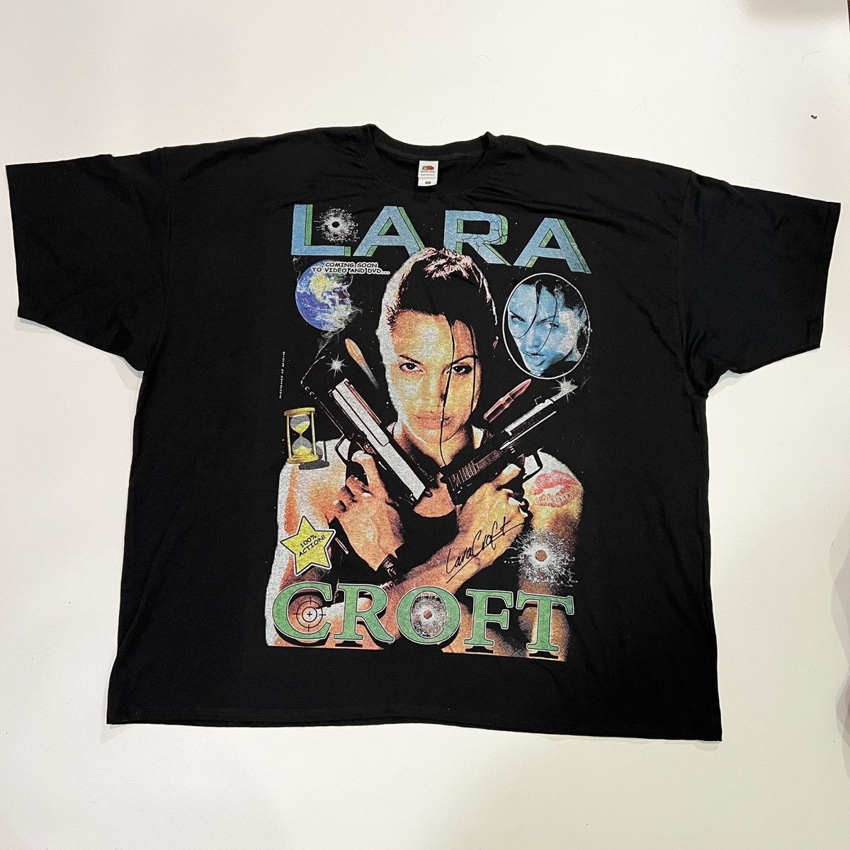 image of Movie 4 XL Lara Croft Bootleg T-Shirt Tshirt Shirt Jolie 2000S 90's in Black, Men's (Size 2XL)