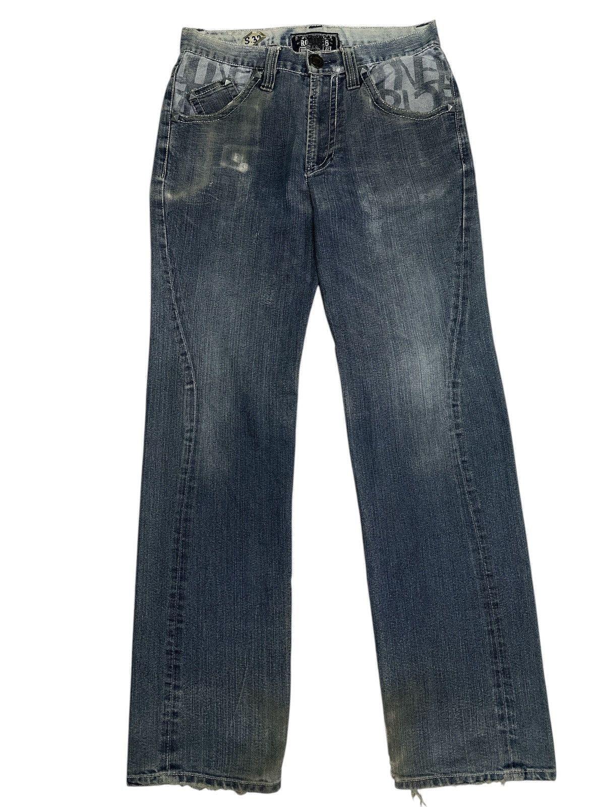 Japanese Brand Vintage Denim Distress Pocket twist leg motorcyle round66. Size US 30 / EU 46 - 1 Thumbnail