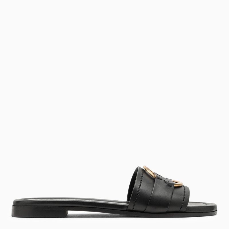 image of Moncler Slide Bell Black Leather, Women's (Size 7)