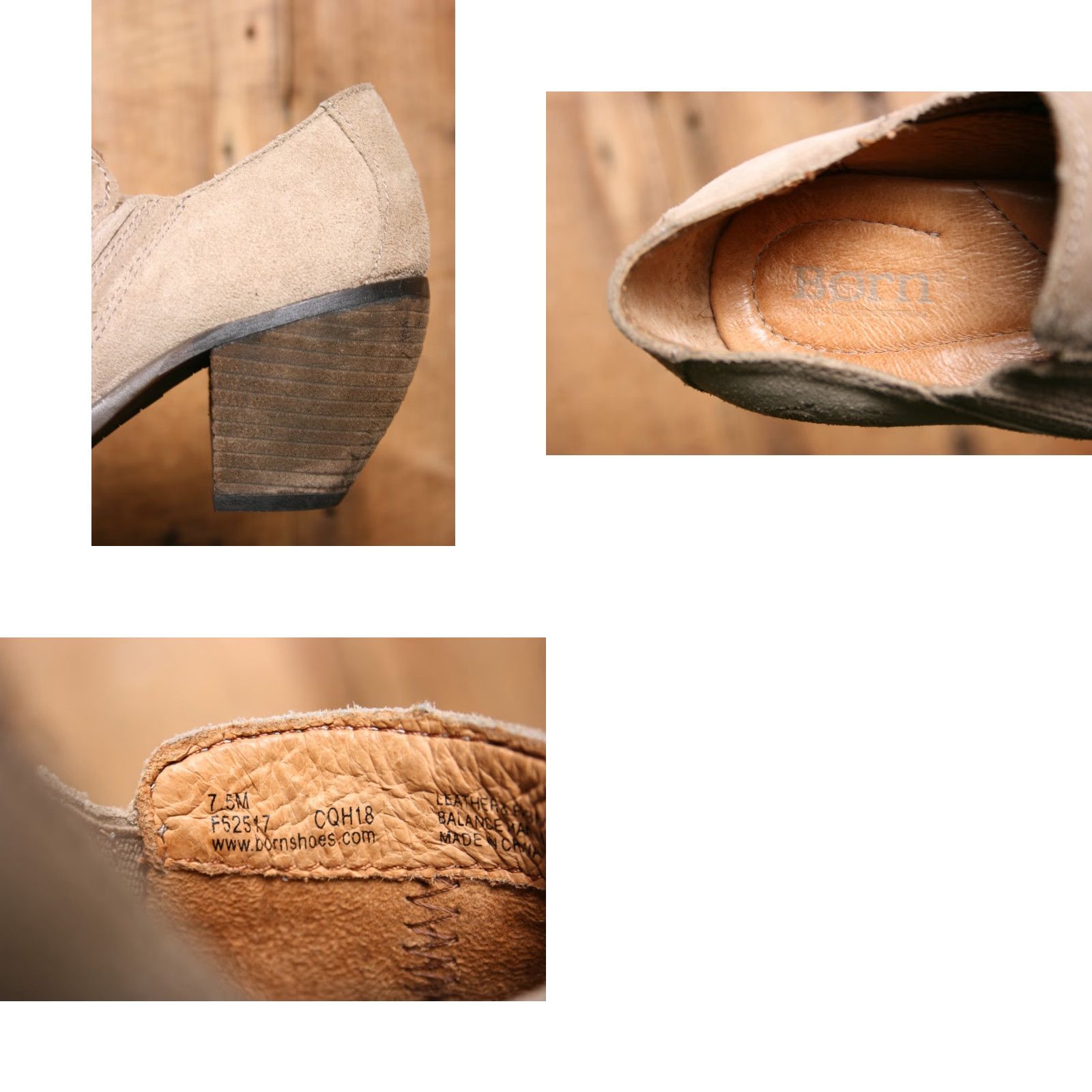 Born Børn Fredrika Taupe Suede 2.75" Wrapped Heel Bootie Sz. 7.5 M Womens Leather Upper Mid Heel Size US 8 / IT 38 - 8 Thumbnail
