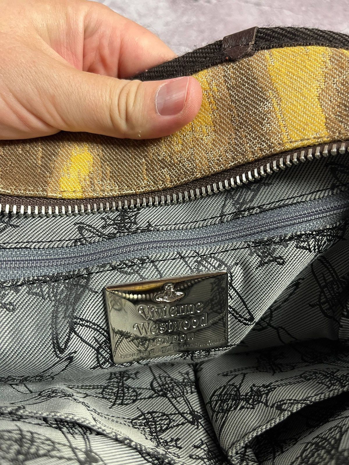 Vivienne Westwood Yellow Leopard Print Handbag OrbLogo Canvas SatchelTote Rare Size ONE SIZE - 14 Thumbnail