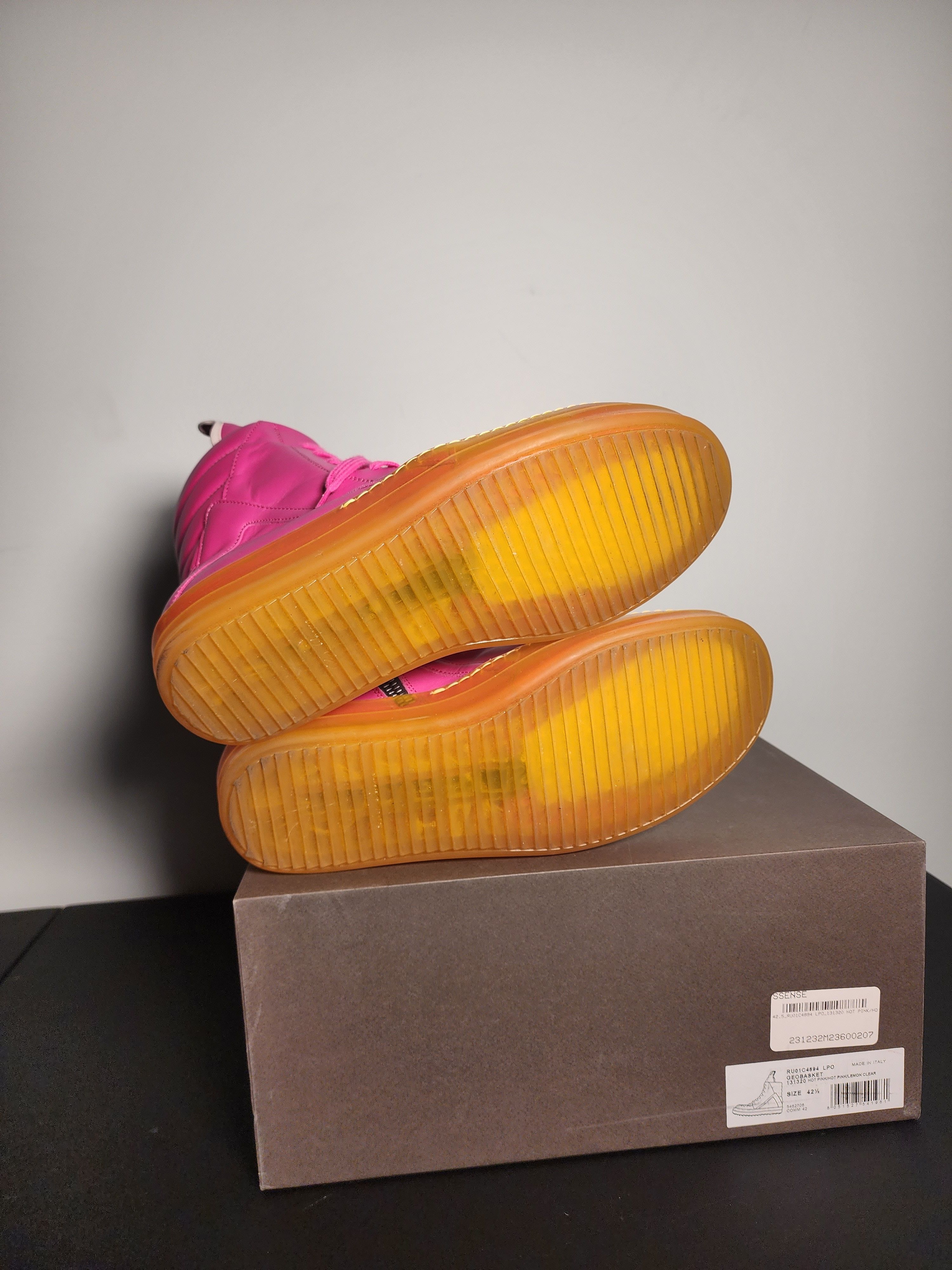 Designer Rick Owens Geobasket Pink Yellow Lemon Sole SS23 EDFU Size US 9.5 / EU 42-43 - 7 Thumbnail