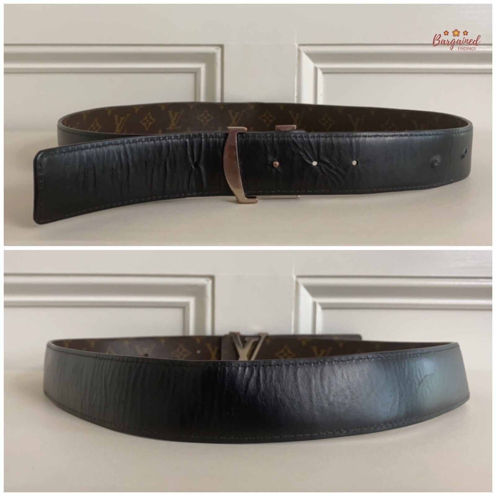Louis Vuitton Louis Vuitton Monogram Reversible Silver LV Initials Belt Size 36 - 5 Thumbnail