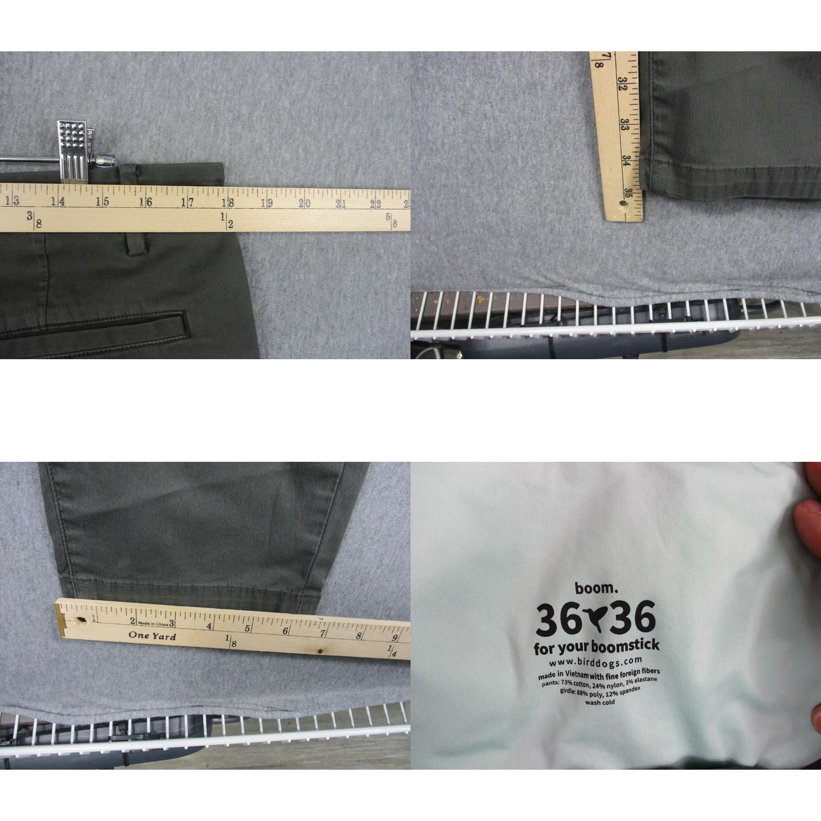 Vintage Birddogs Pants Mens 36 Green 36x36 Stretch Chino Lined Zip Pockets Boomstick Size US 36 / EU 52 - 8 Thumbnail