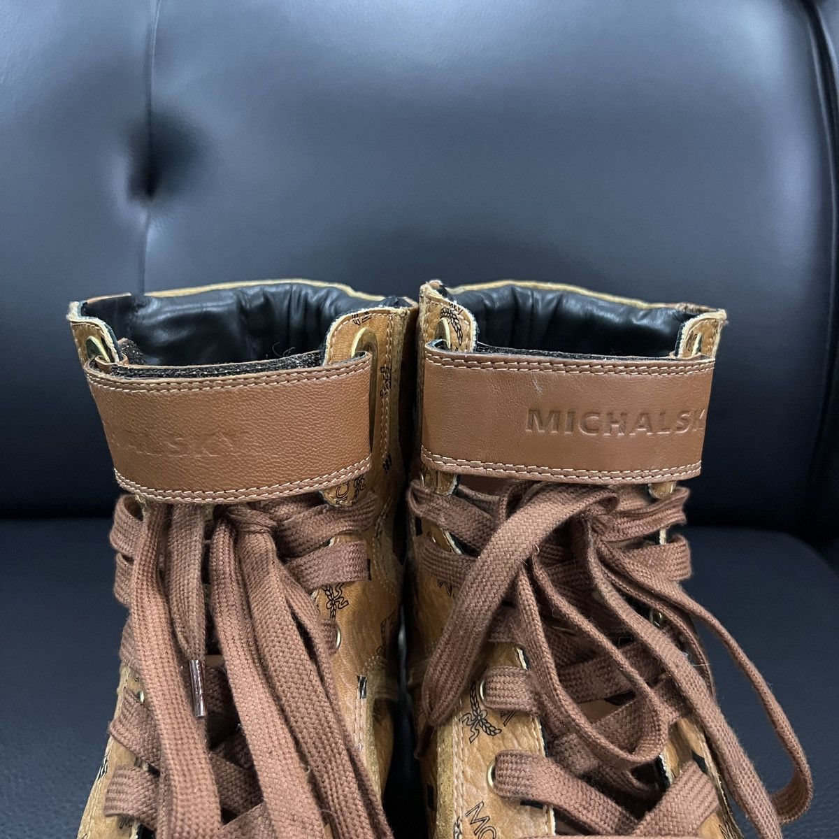 MCM MCM Monogram High-Top Sneakers Size US 8.5 / EU 41-42 - 3 Thumbnail