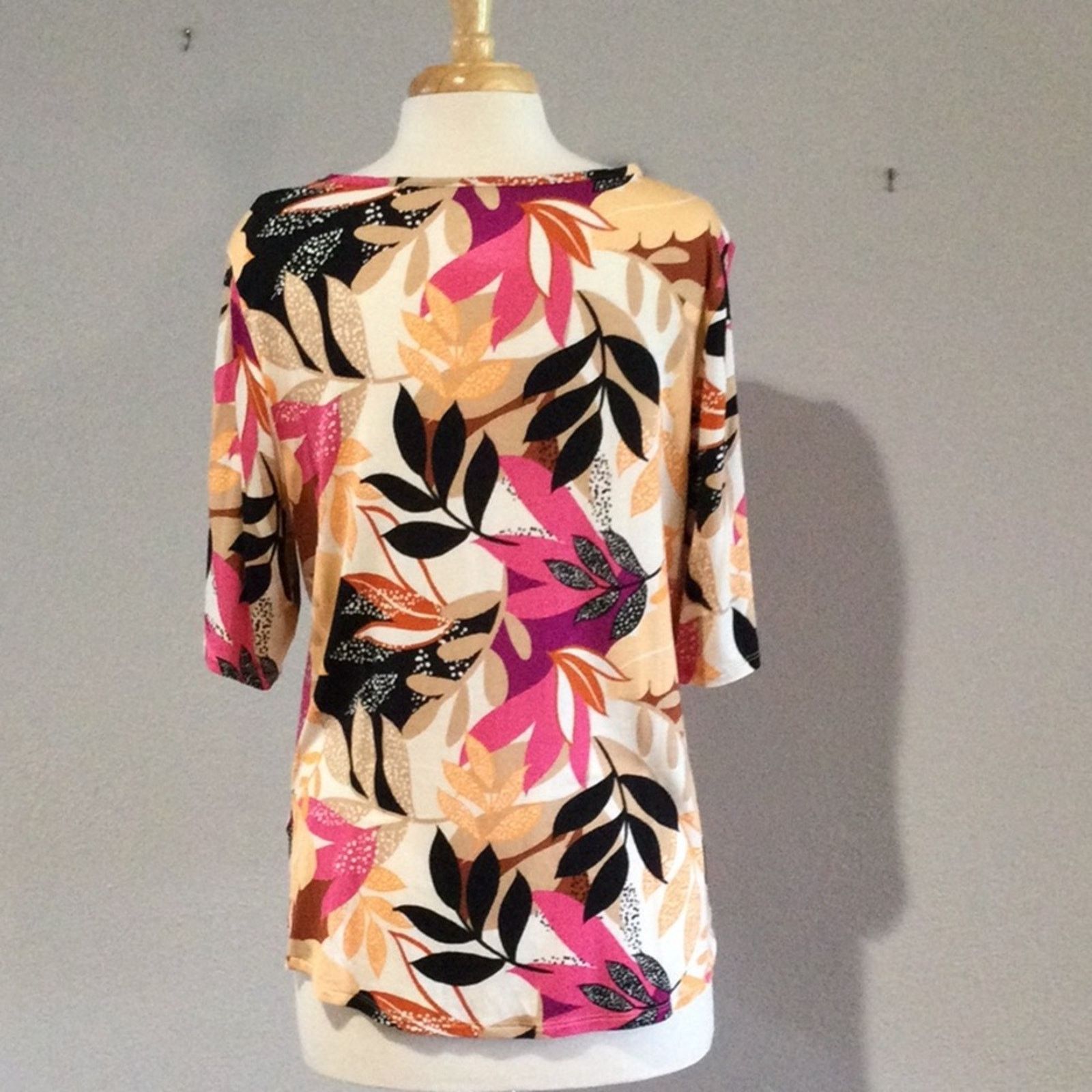 Apt. 9 Apt 9 Multicolor Foliage Print Soft 3/4 Sleeve Tunic Size XL Size XL / US 12-14 / IT 48-50 - 7 Thumbnail