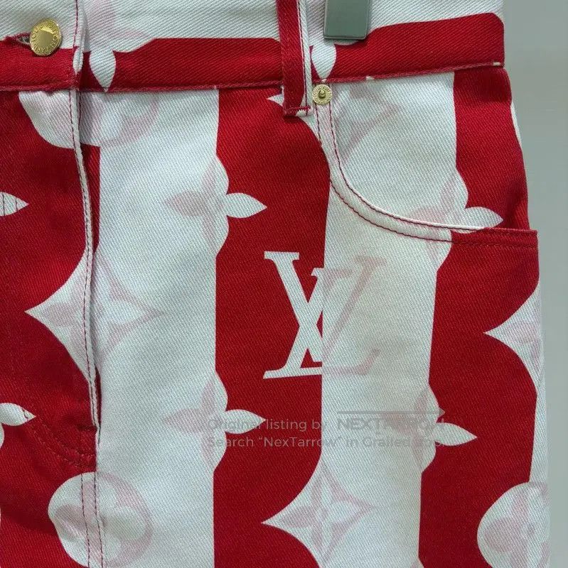 Other Louis Vuitton Red Monogram Cotton Skirt . Size 23" - 4 Thumbnail