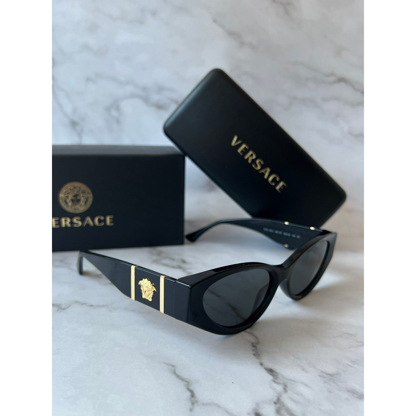 Versace Versace VE4454 Cat Eye Sunglasses in Black Size ONE SIZE - 8 Thumbnail