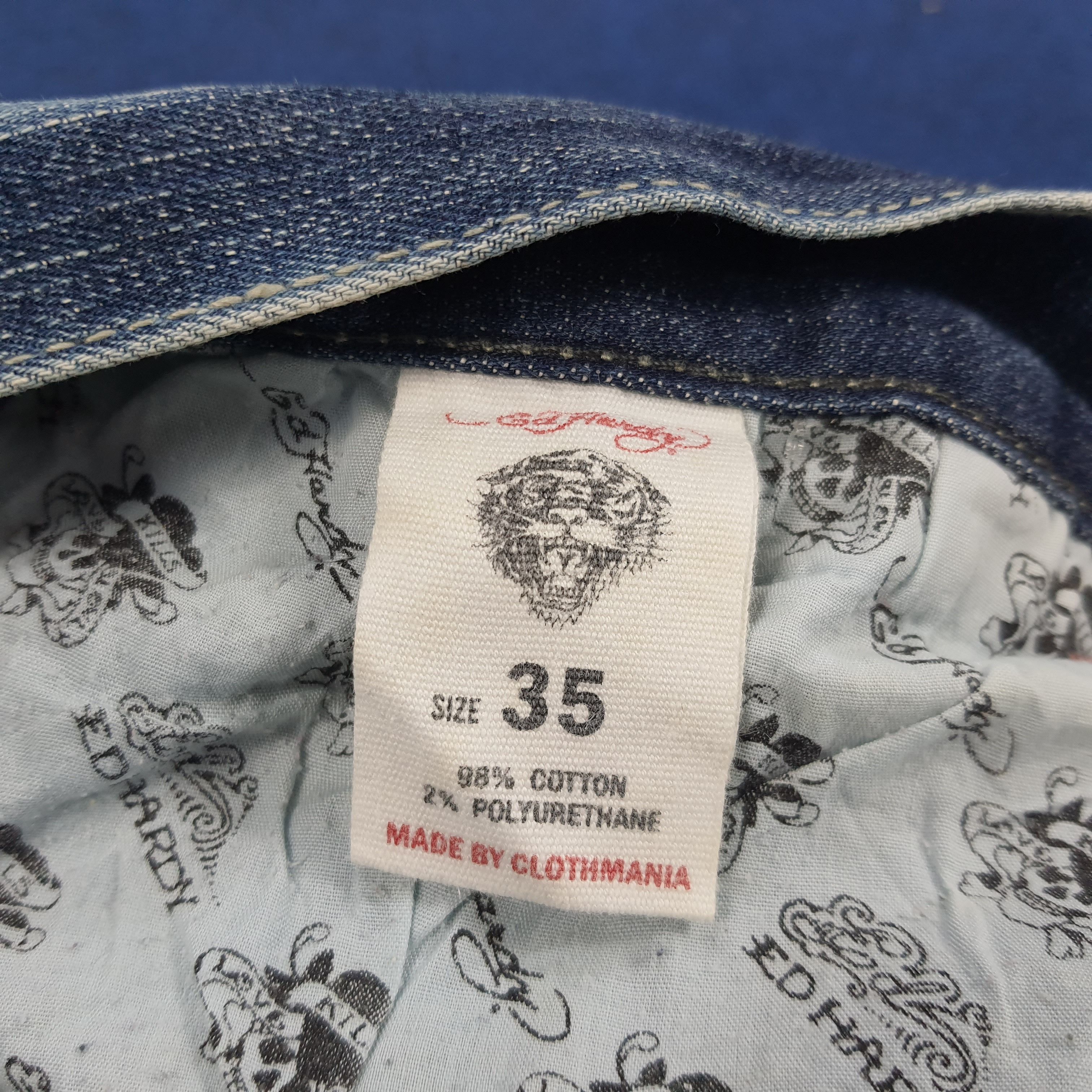Designer × Ed Hardy × Vintage Vintage Ed Hardy Love Kills Slowly Embroidered Skull Jeans Size US 35 - 9 Thumbnail