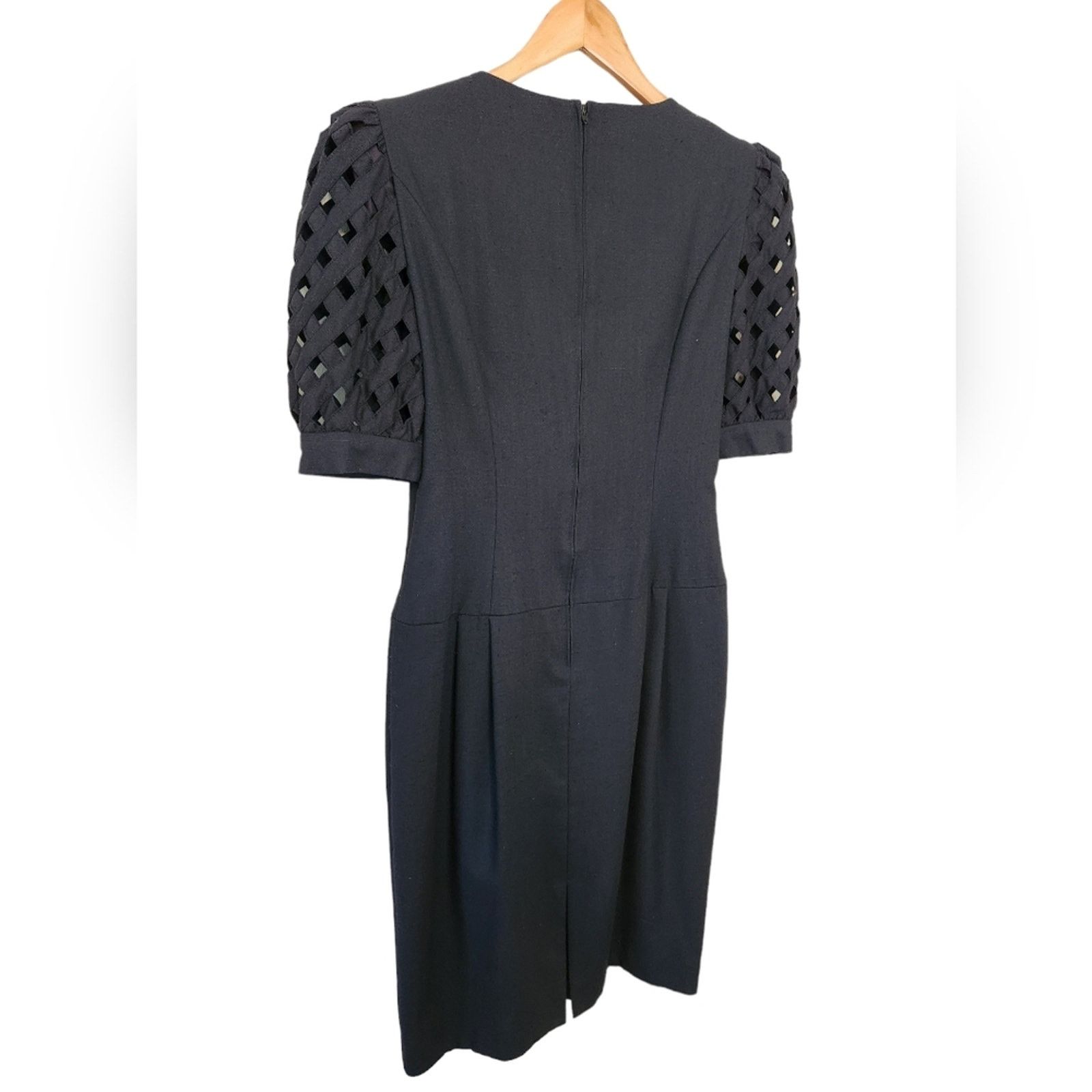 Vintage Vintage Drop Waist 80's Poof Sleeve Dress 10 by David Warren Size L / US 10 / IT 46 - 4 Thumbnail